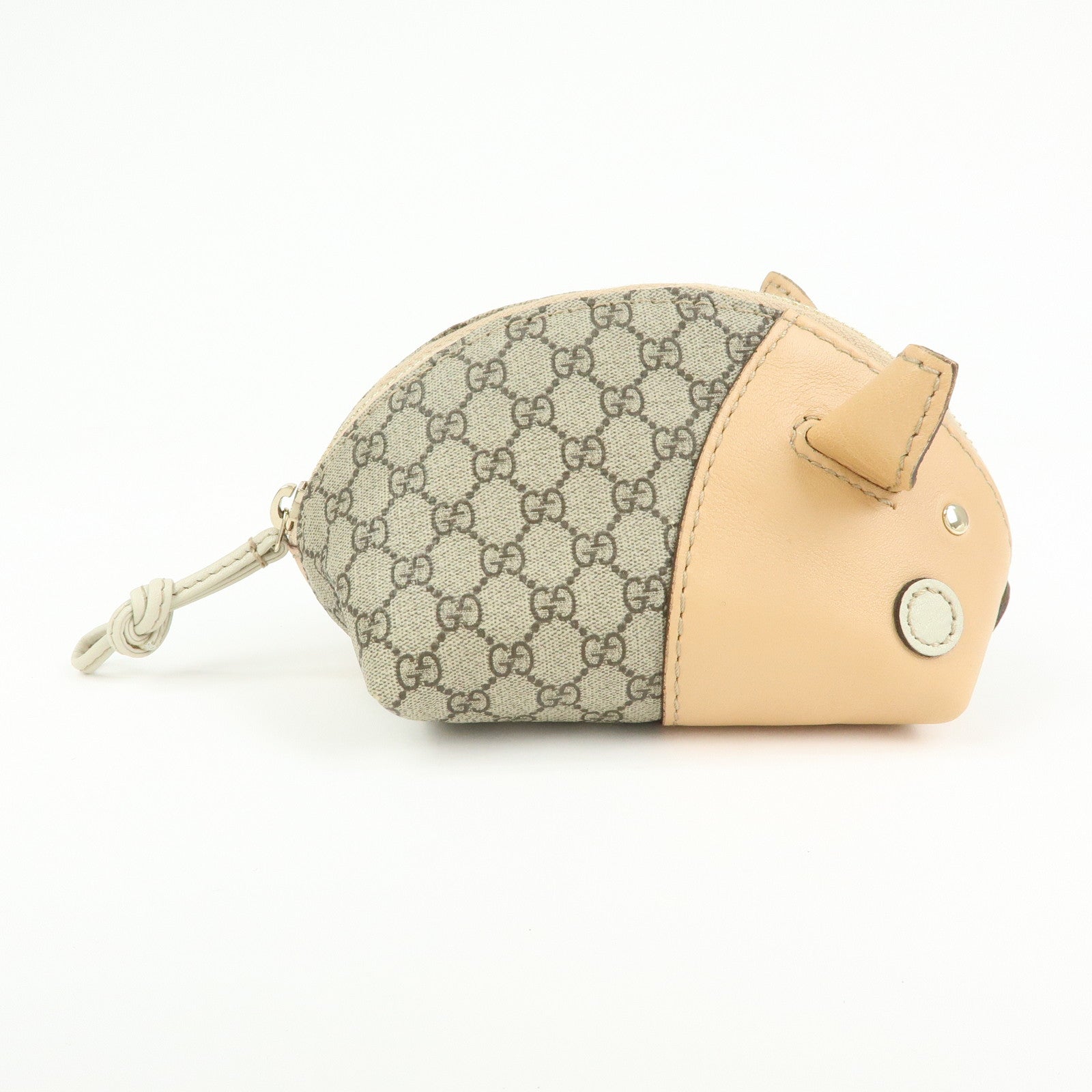 GUCCI GG Supreme Leather Pig Coin Case Purse Zoo Series 256866