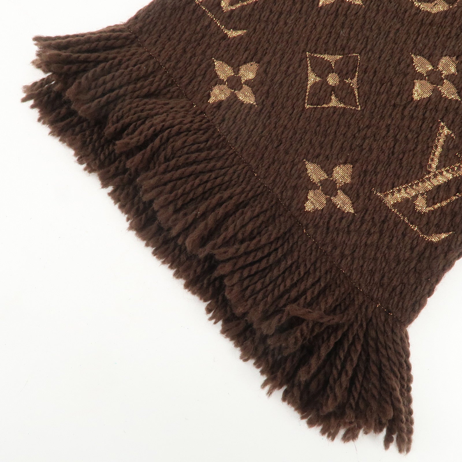 Louis Vuitton Echarpe Logomania Shine Wool Silk Scarf Brown M71383