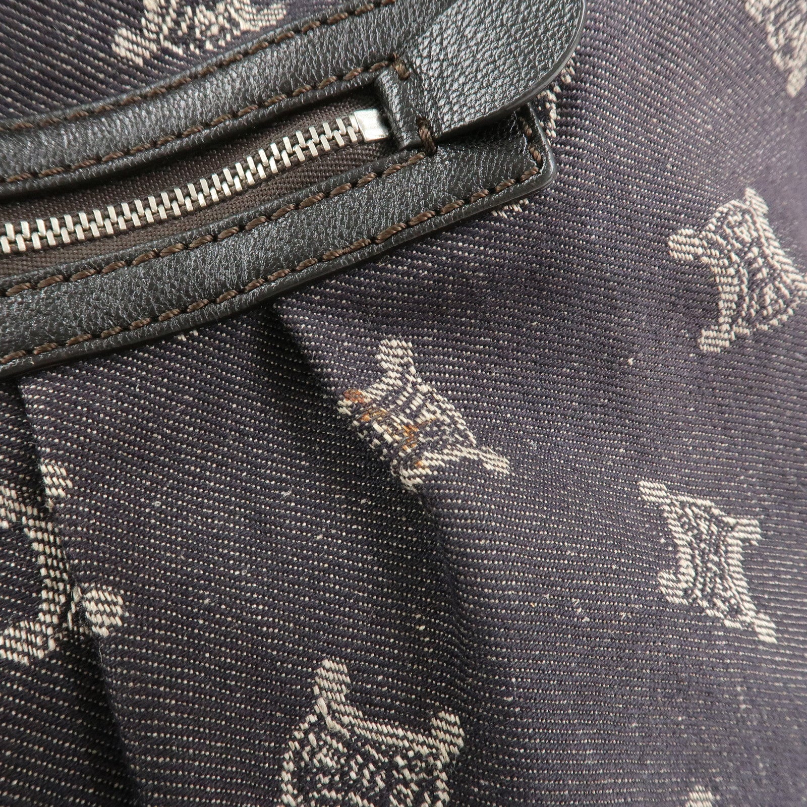 CELINE Macadam Denim Leather Shoulder Bag Hand Bag