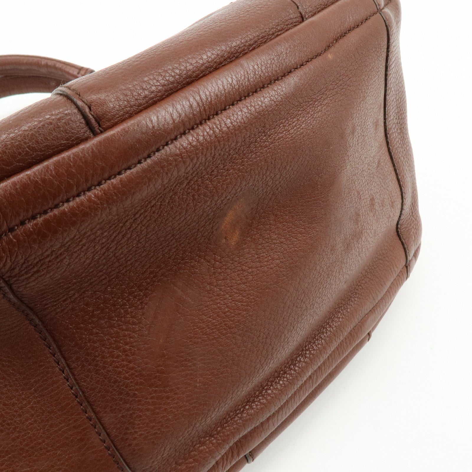 Ferragamo Gancini Leather Shoulder Bag Hand Bag Brown