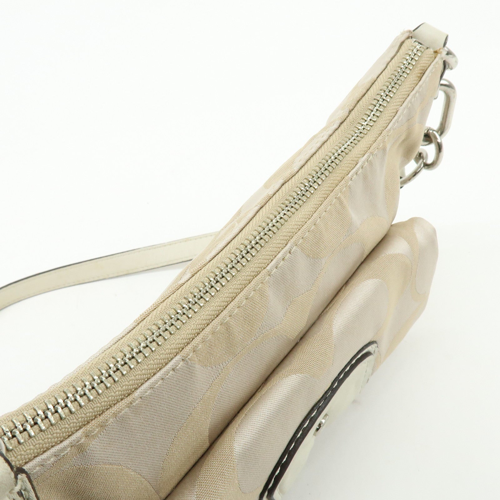 COACH Set of 2 Signature Satin Canvas Shoulder Bag Hand Bag Beige