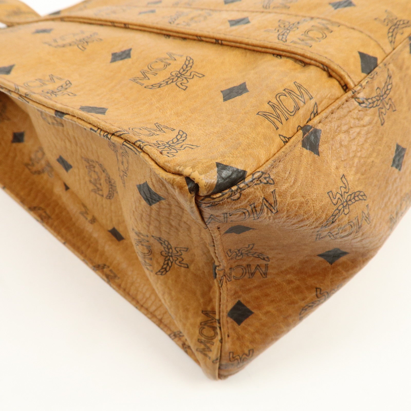 MCM Visetos Leather Shoulder Bag Tote Bag Brown