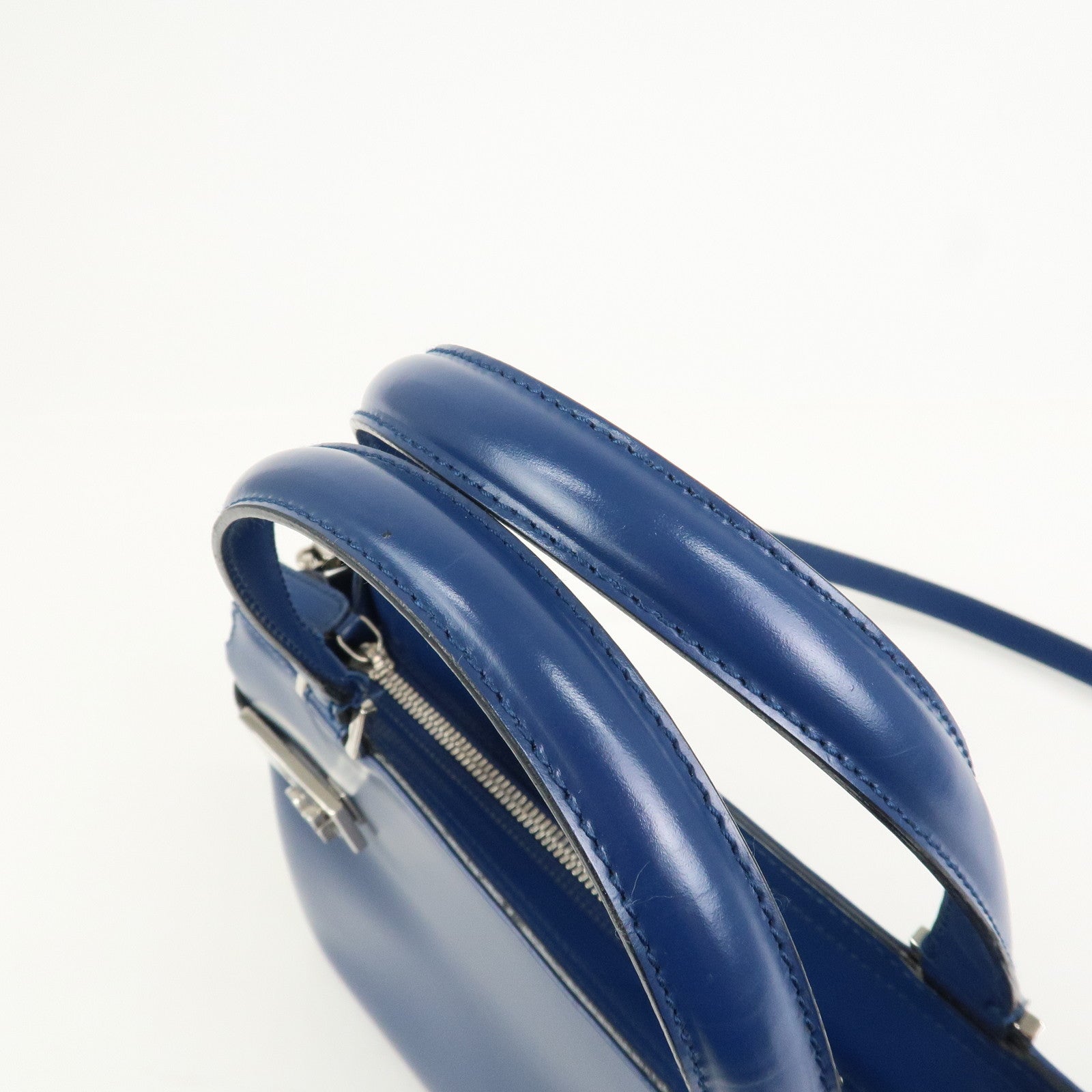 Ferragamo Gancini Logo Leather 2Way Bag Hand Bag Shoulder Bag Blue