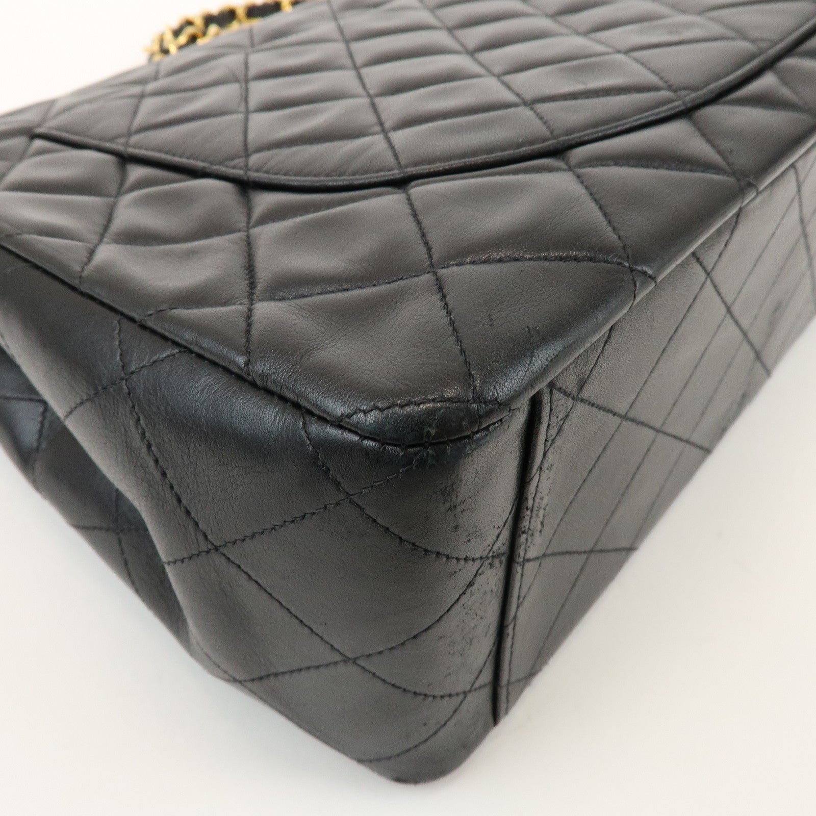 CHANEL Jumbo Matelasse 34 Lamb Skin Shoulder Bag Black A01094
