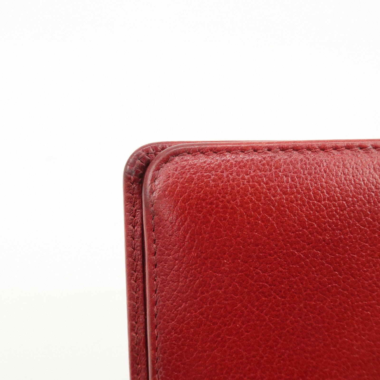 CHANEL COCO Mark Camellia Logo Leather Flap Long Wallet Red