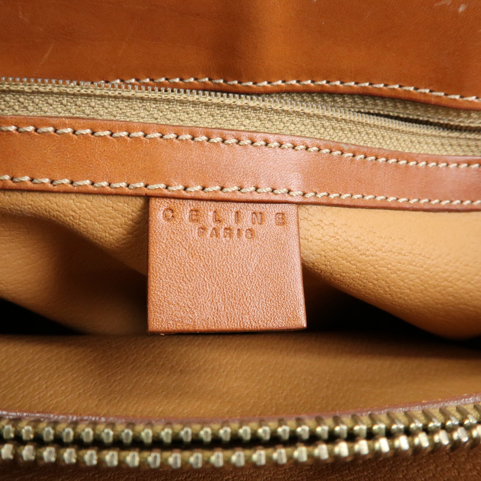 CELINE Macadam PVC Leather Tote Bag Hand Bag Brown