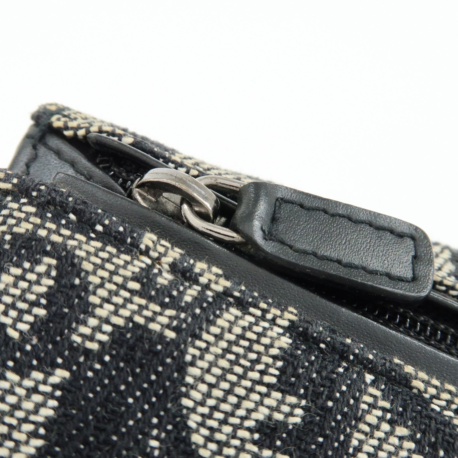 Christian Dior Oblique Jacquard Flap Long Wallet Navy White