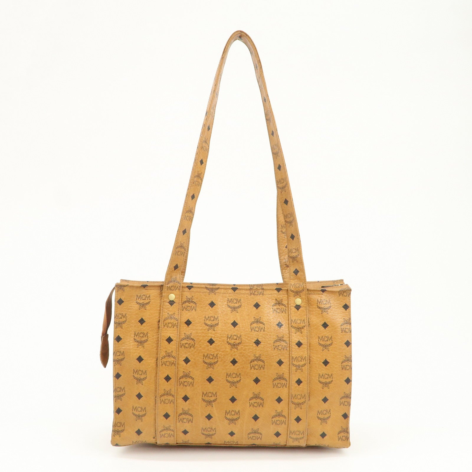 MCM Visetos Leather Shoulder Bag Tote Bag Brown