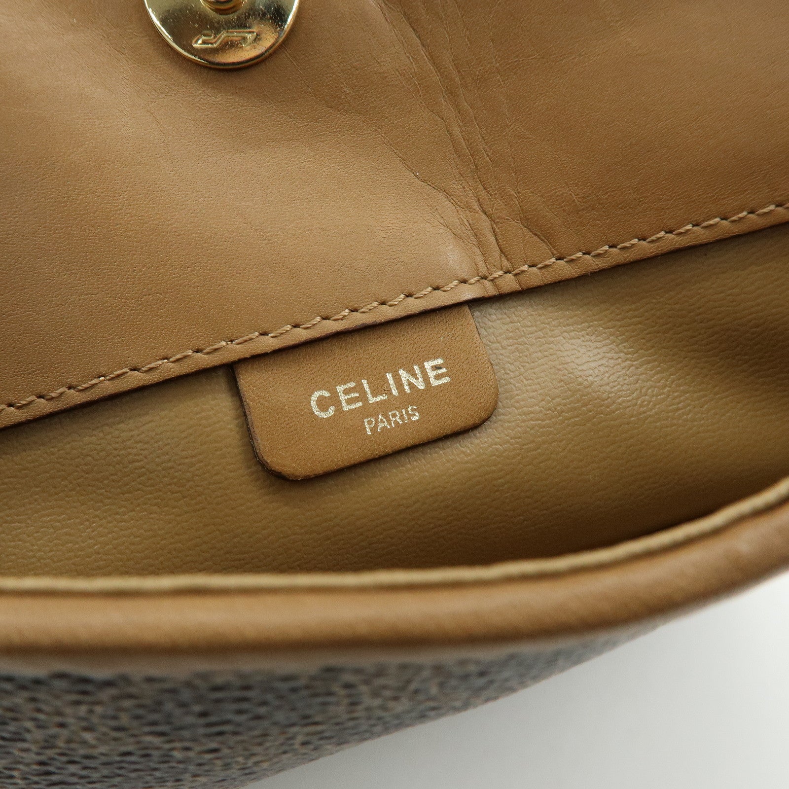 CELINE Macadam PVC Leather Clutch Bag Pouch Brown
