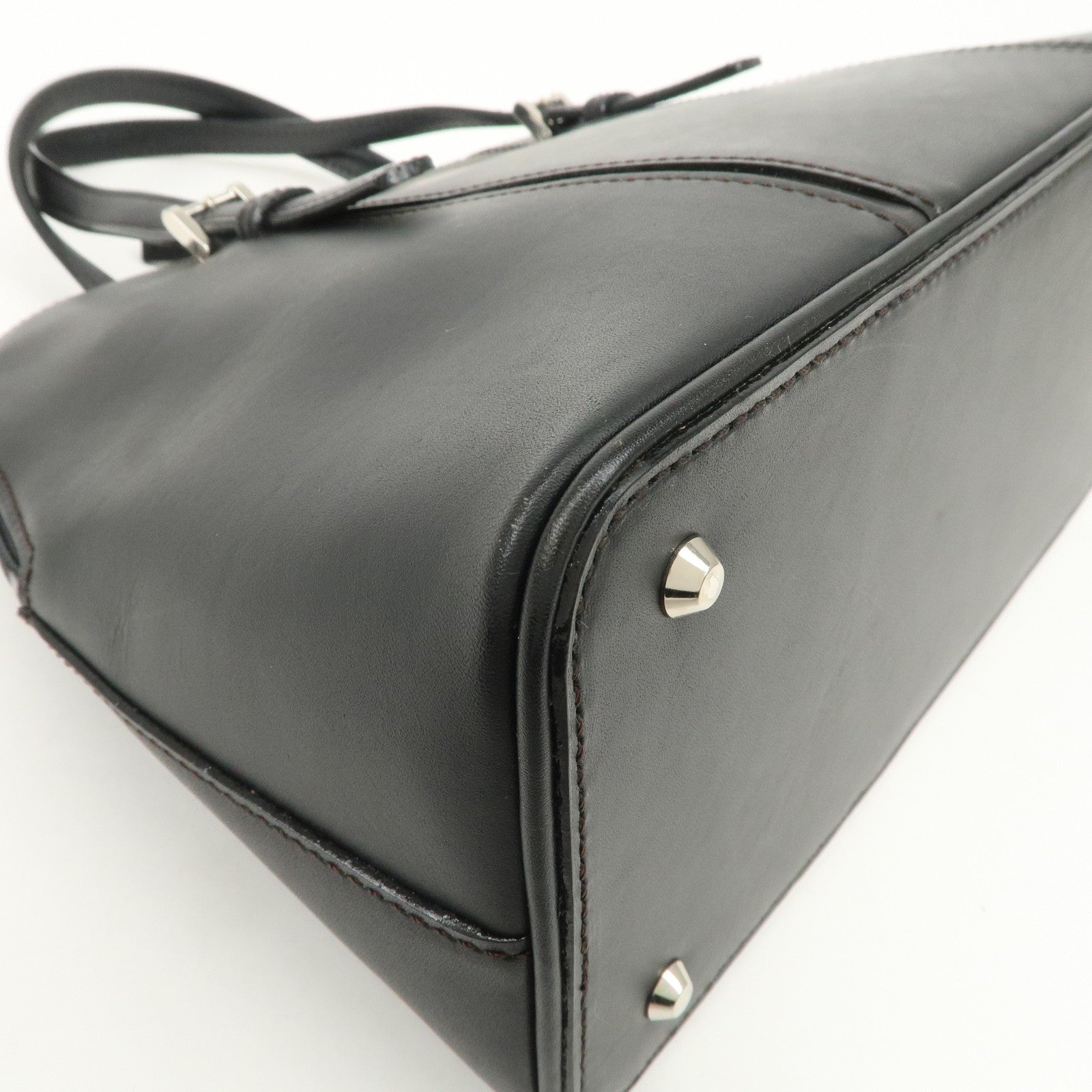 BURBERRY Logo Leather Hand Bag Black