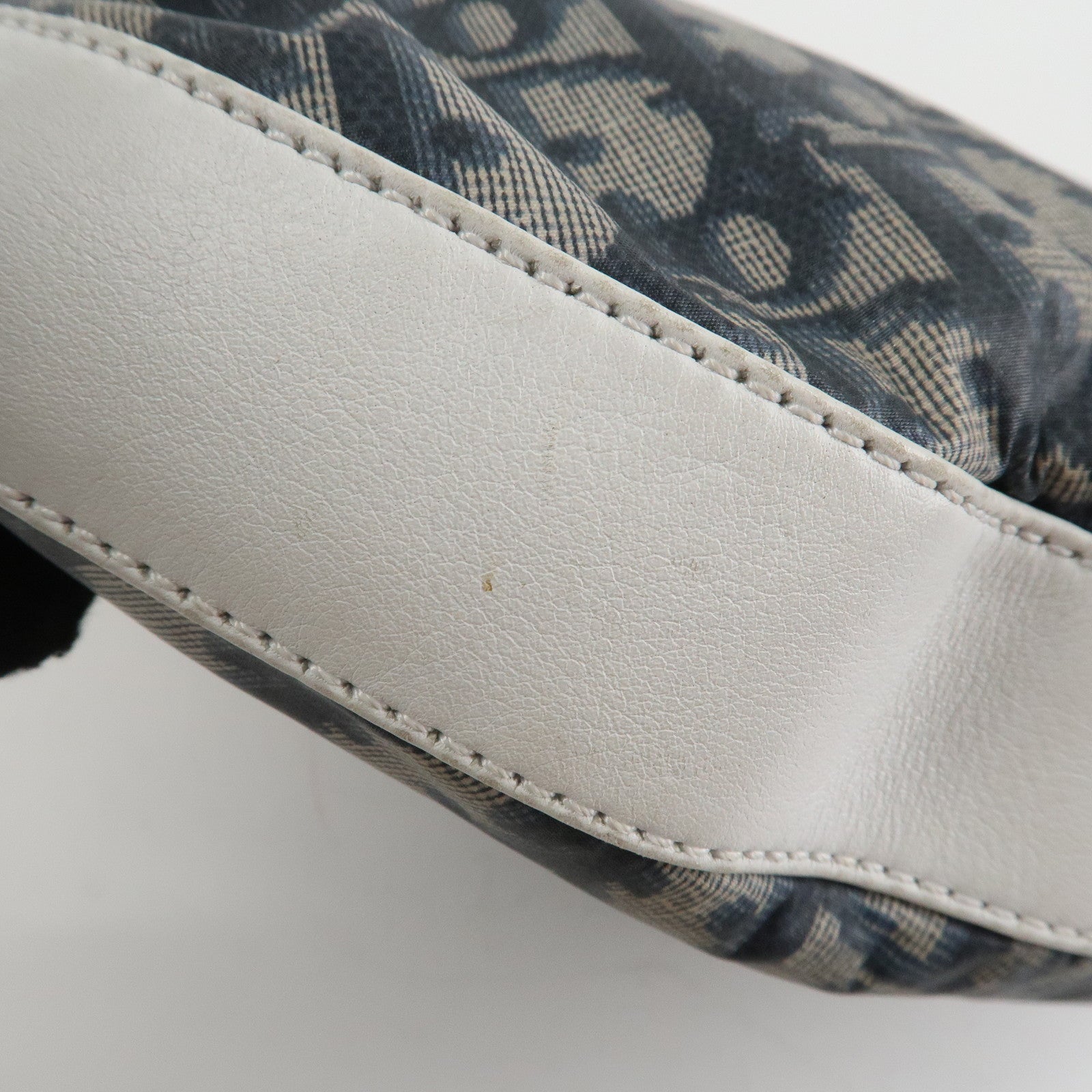 Christian Dior Trotter PVC Leather Shoulder Bag Hand Bag Navy White Used