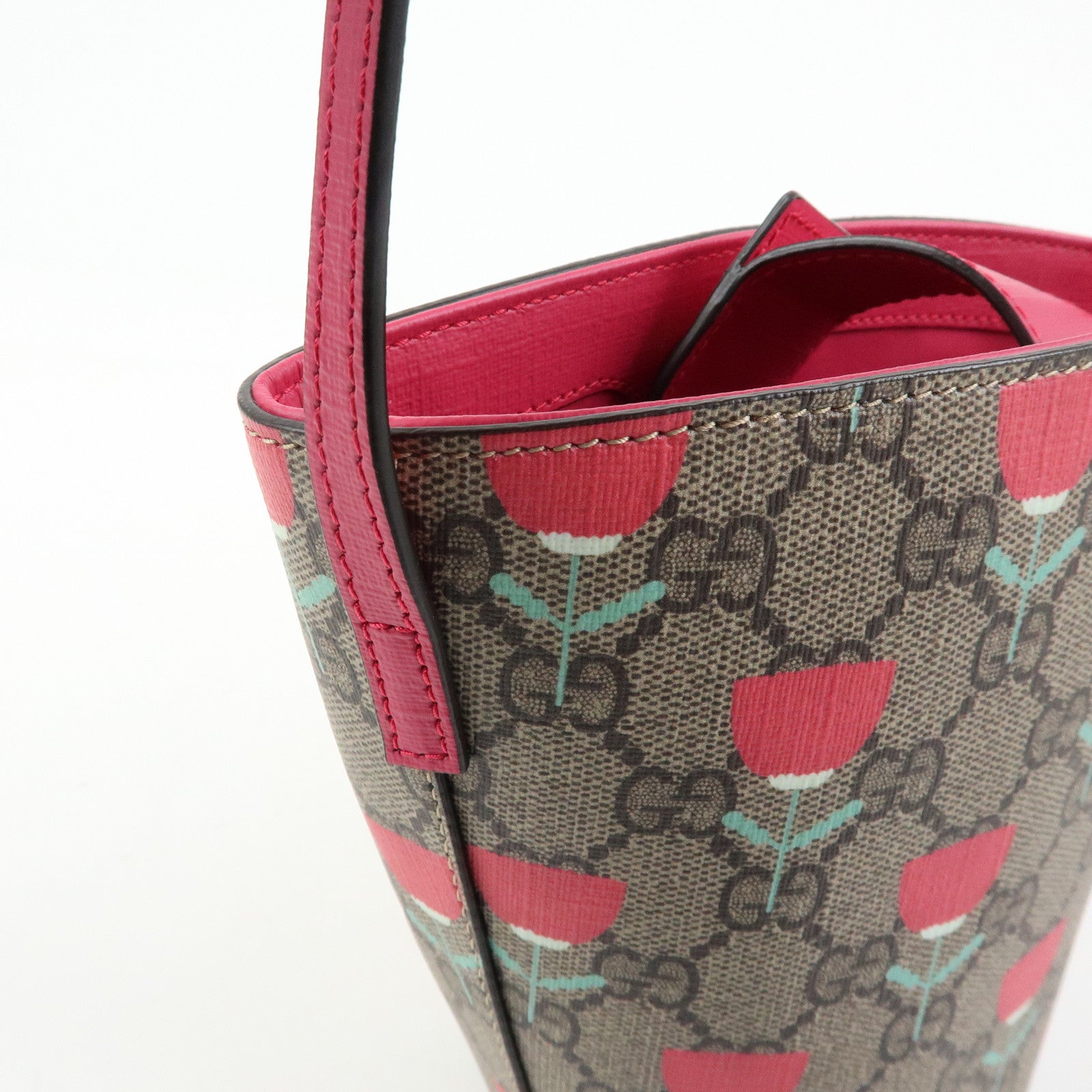 GUCCI Childrens GG Supreme Hand Bag Flower Print Beige Pink 752356