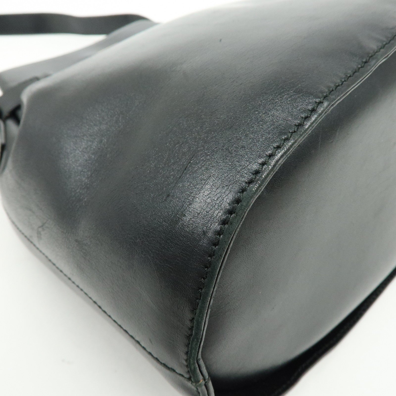 Ferragamo Gancini Leather Shoulder Bag Hand Bag Black