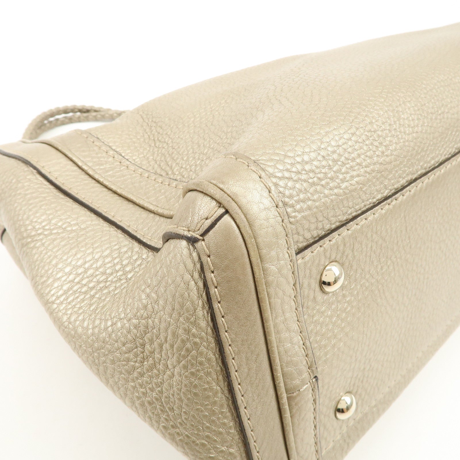 GUCCI Bamboo Leather Tote Bag Shoulder Bag Champagne Gold 269945