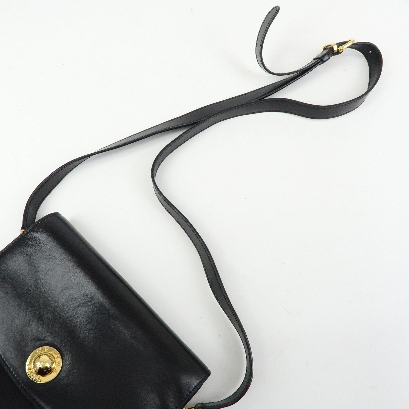 CELINE Leather Shoulder Bag Crossbody Bag Black