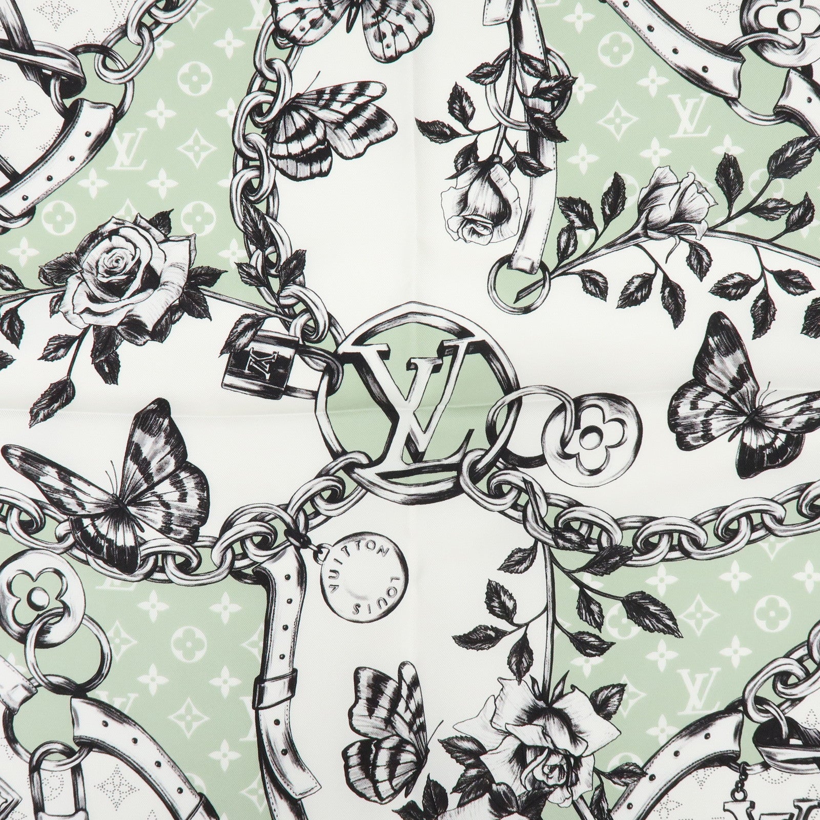 Louis Vuitton Blooming Monogram Carre 90 Silk 100% Scarf M96872