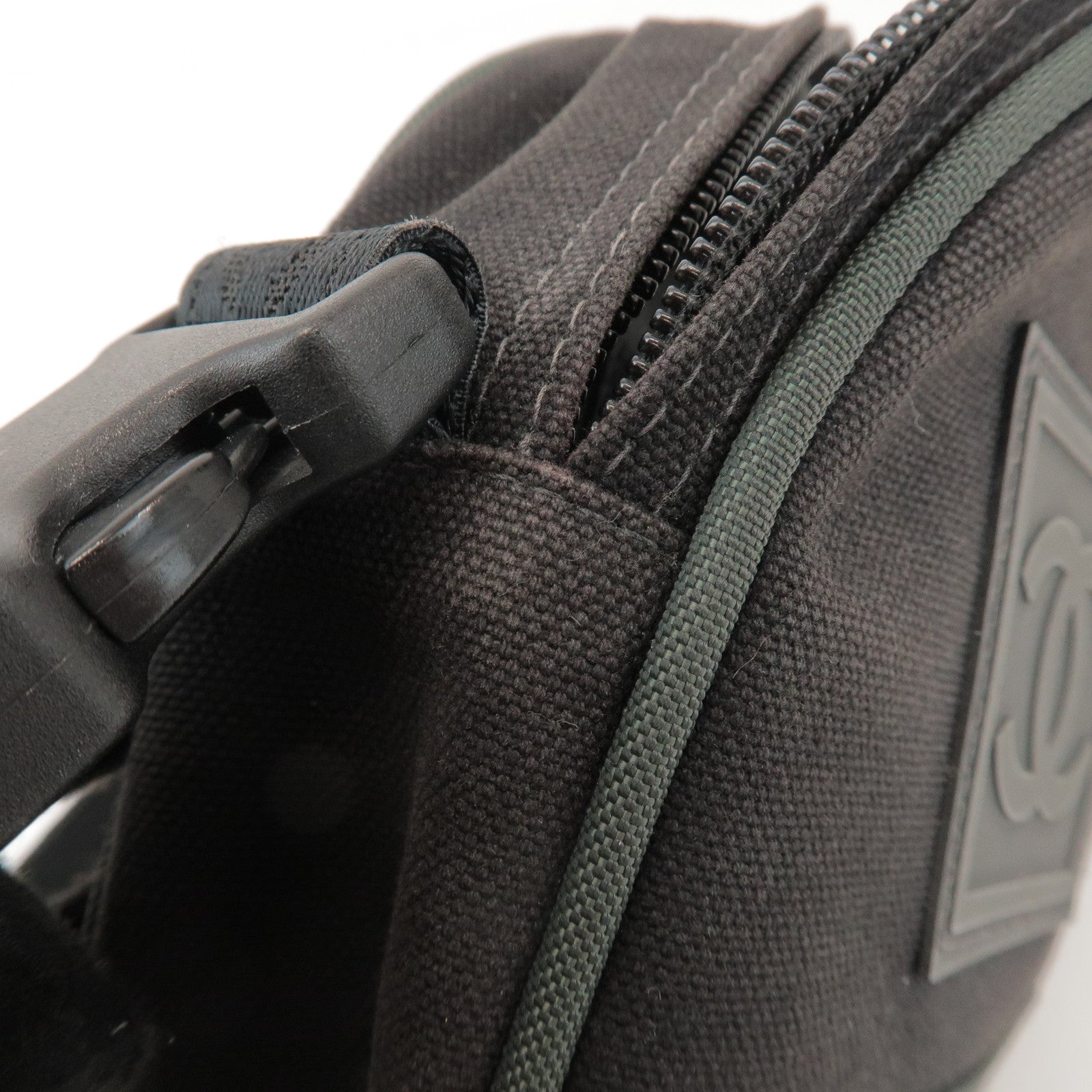 CHANEL Sport Line COCO Mark Canvas Shoulder Bag Black Green A23300