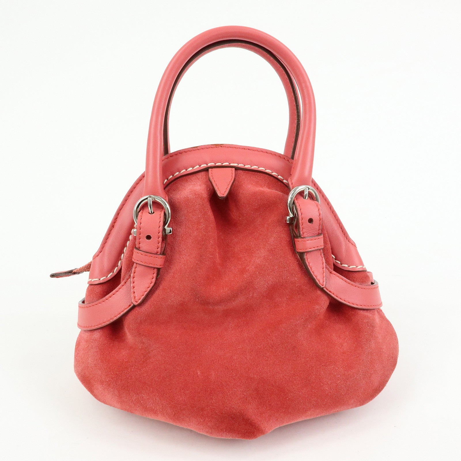 Ferragamo Gancini Suede Leather Small Hand Bag Pink