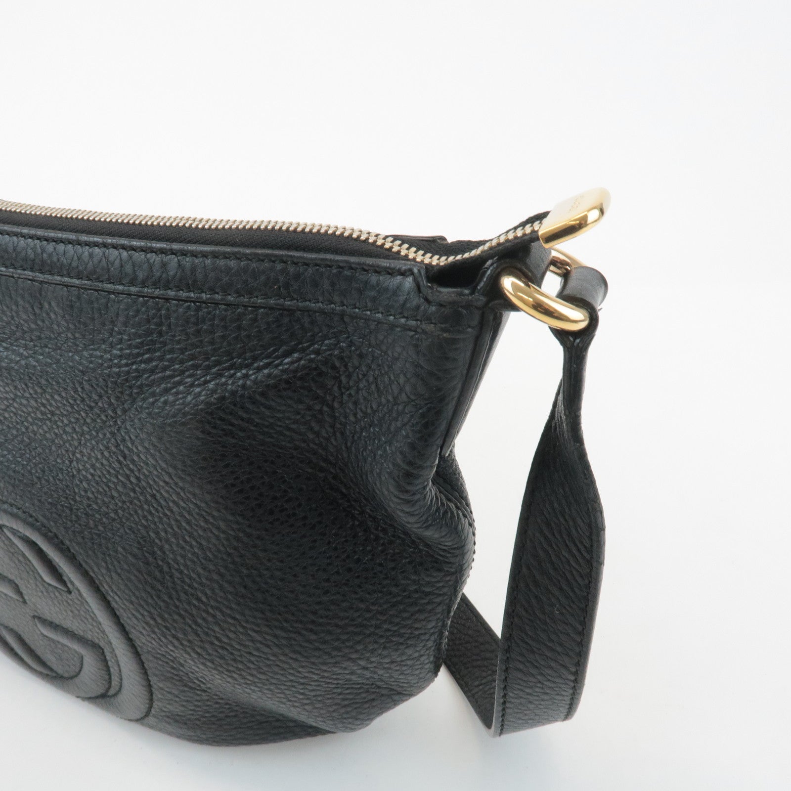 GUCCI SOHO Interlocking G Leather Shoulder Bag Black 308361 Used
