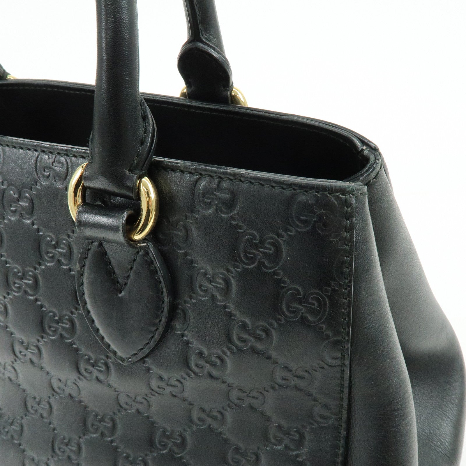 GUCCI Guccissima Leather 2Way Bag Hand Shoulder Bag Black 453704