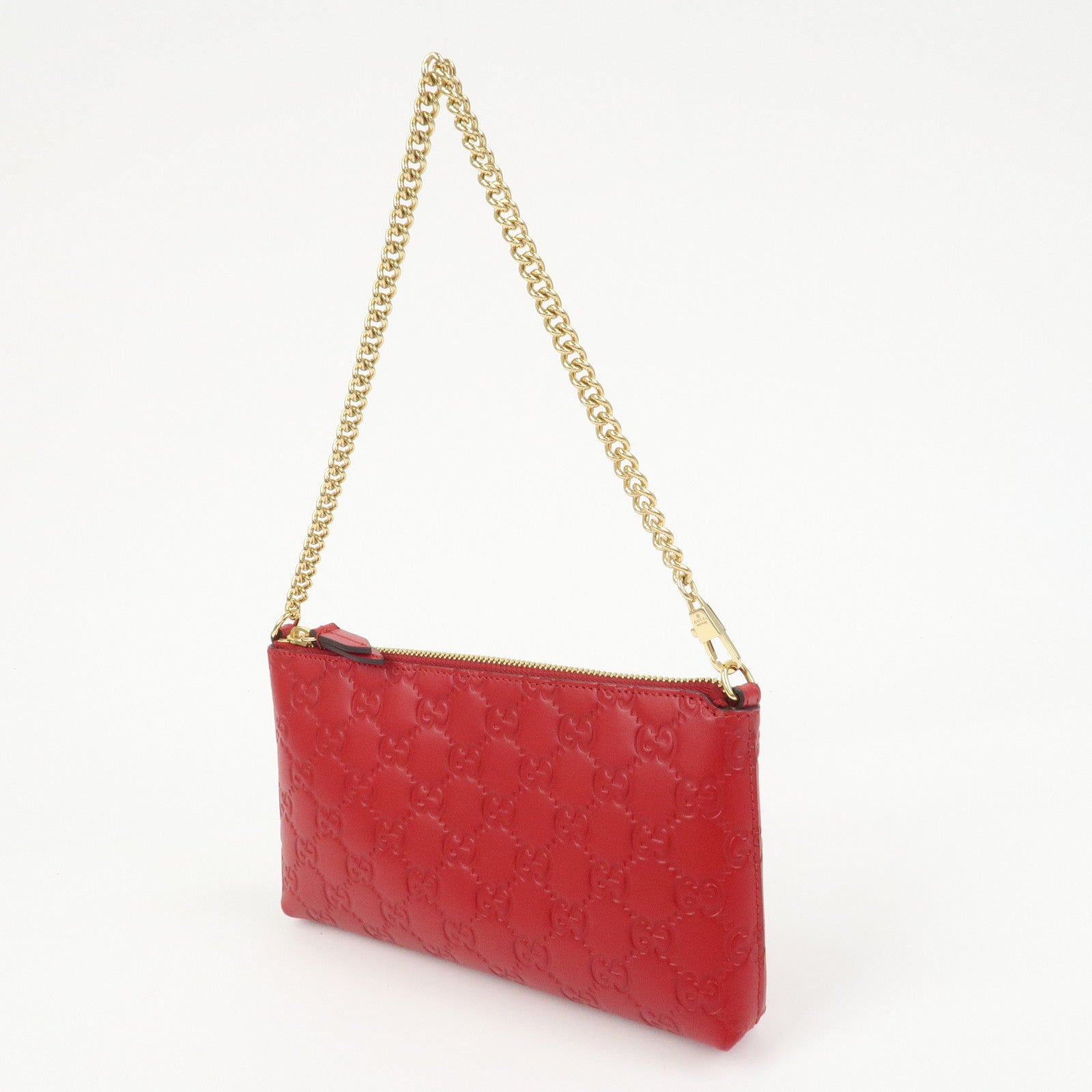 GUCCI Guccissima Leather Chain Shoulder Bag Pouch Red 428449