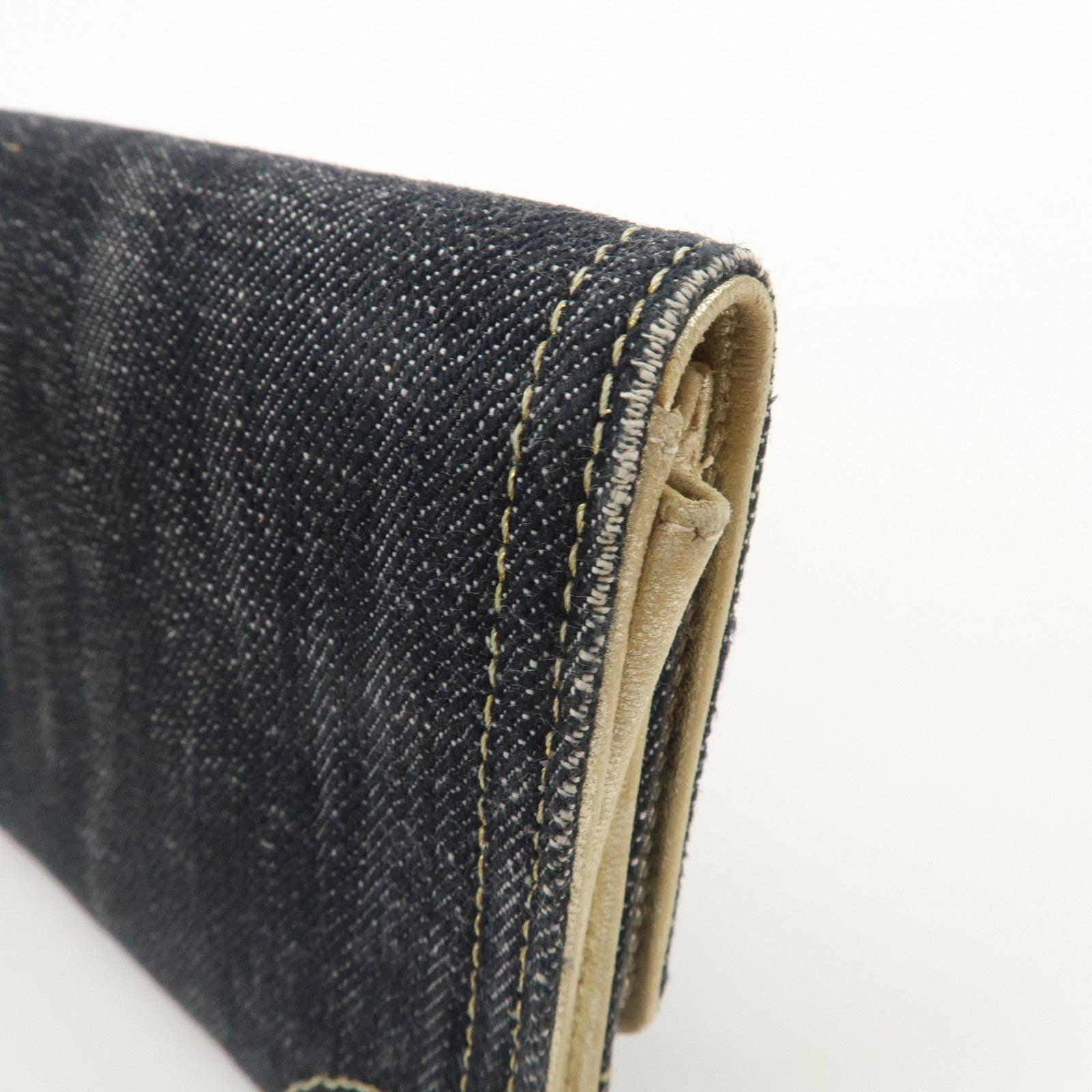 CHANEL COCO Mark Denim Bi-fold Compact Wallet Blue A31991