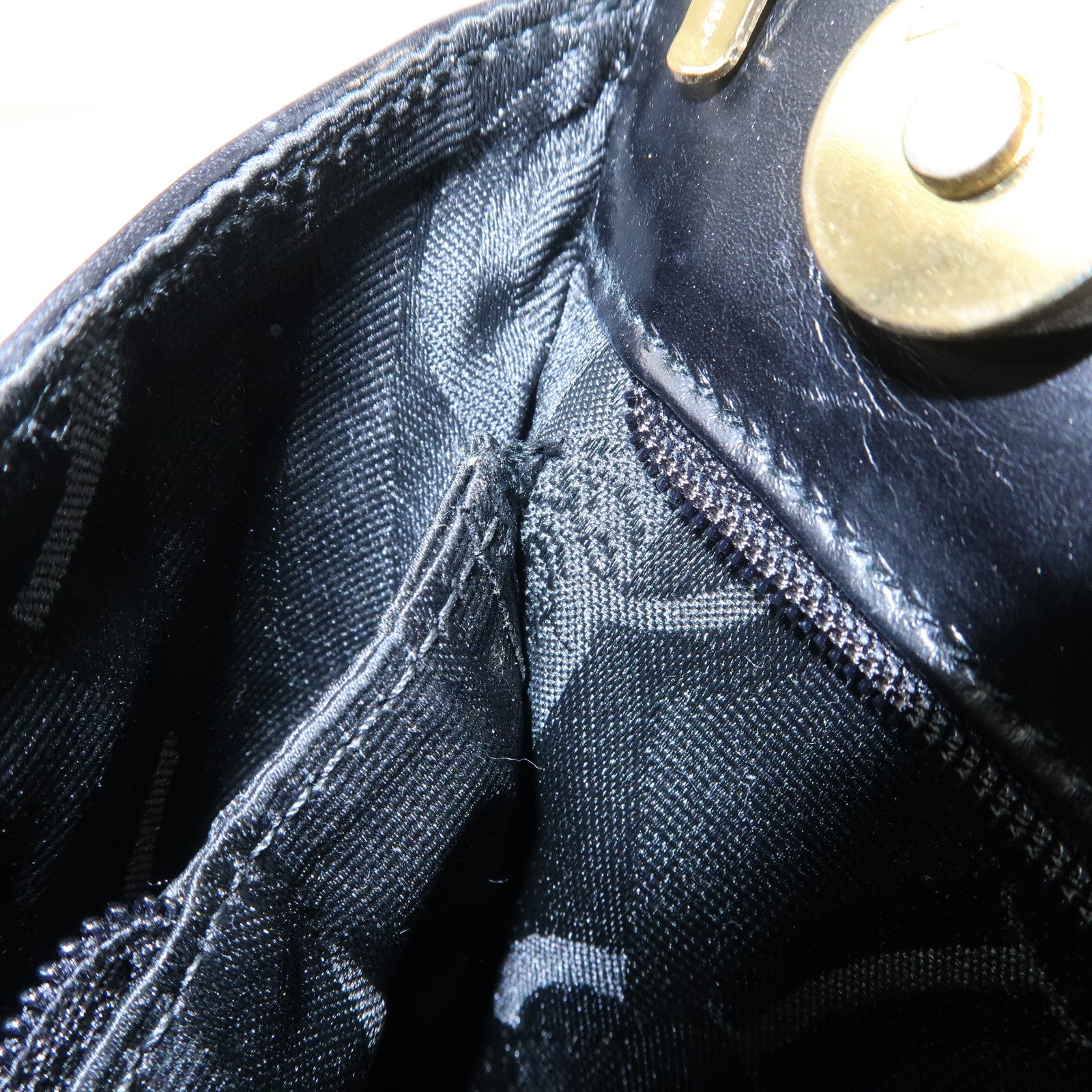 Ferragamo Gancini Leather 2Way Bag Hand Bag Shoulder Bag Black