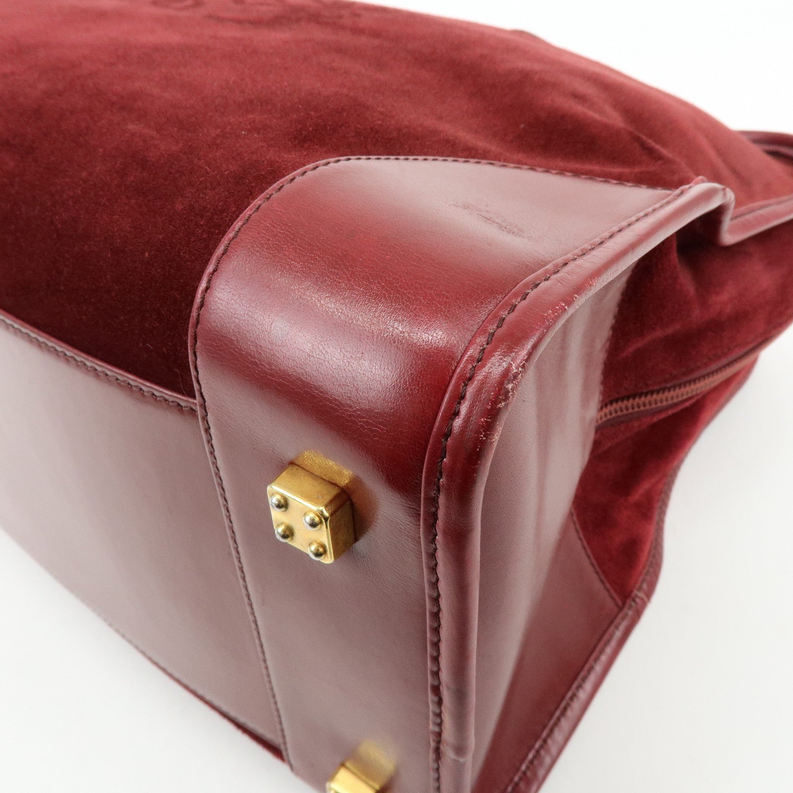 Loewe Anagram Amazona 40 Suede Leather Hand Bag Red Brown