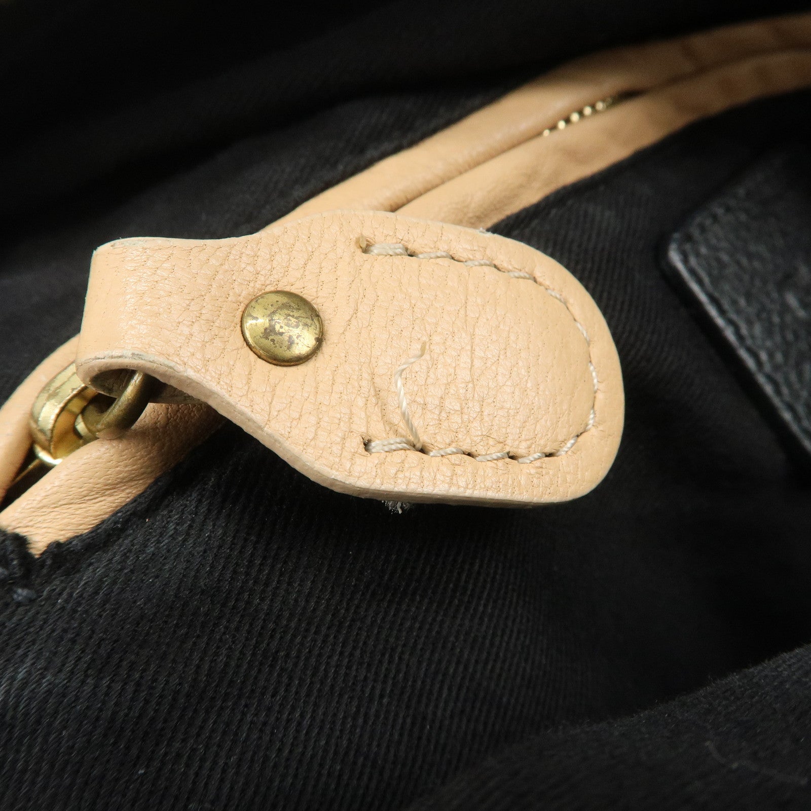 Chloe Paraty Logo Leather 2WAY Bag Shoulder Bag Hand Bag Black