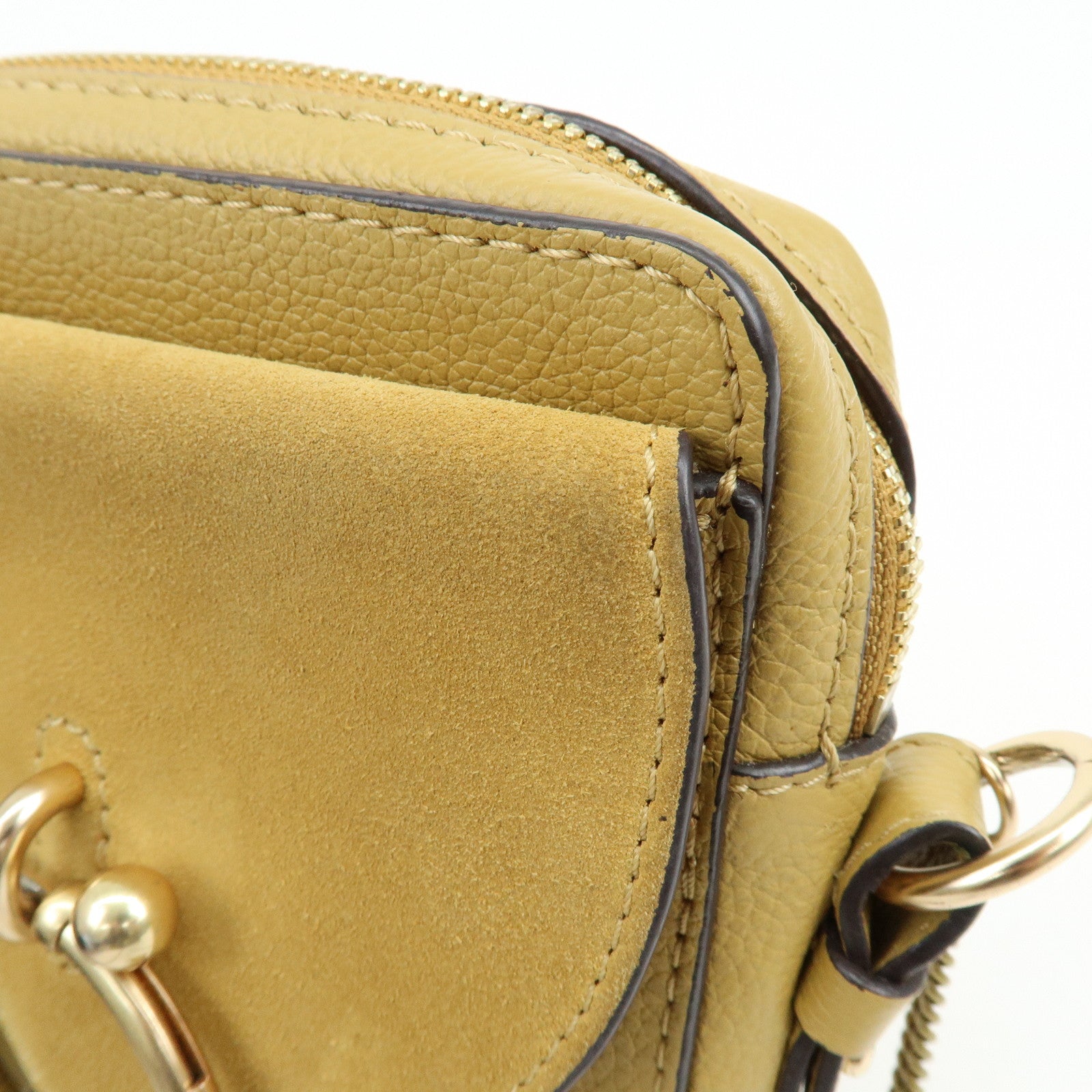 Chloe See by Chloe Leather Suede Chain Shoulder Bag Beige