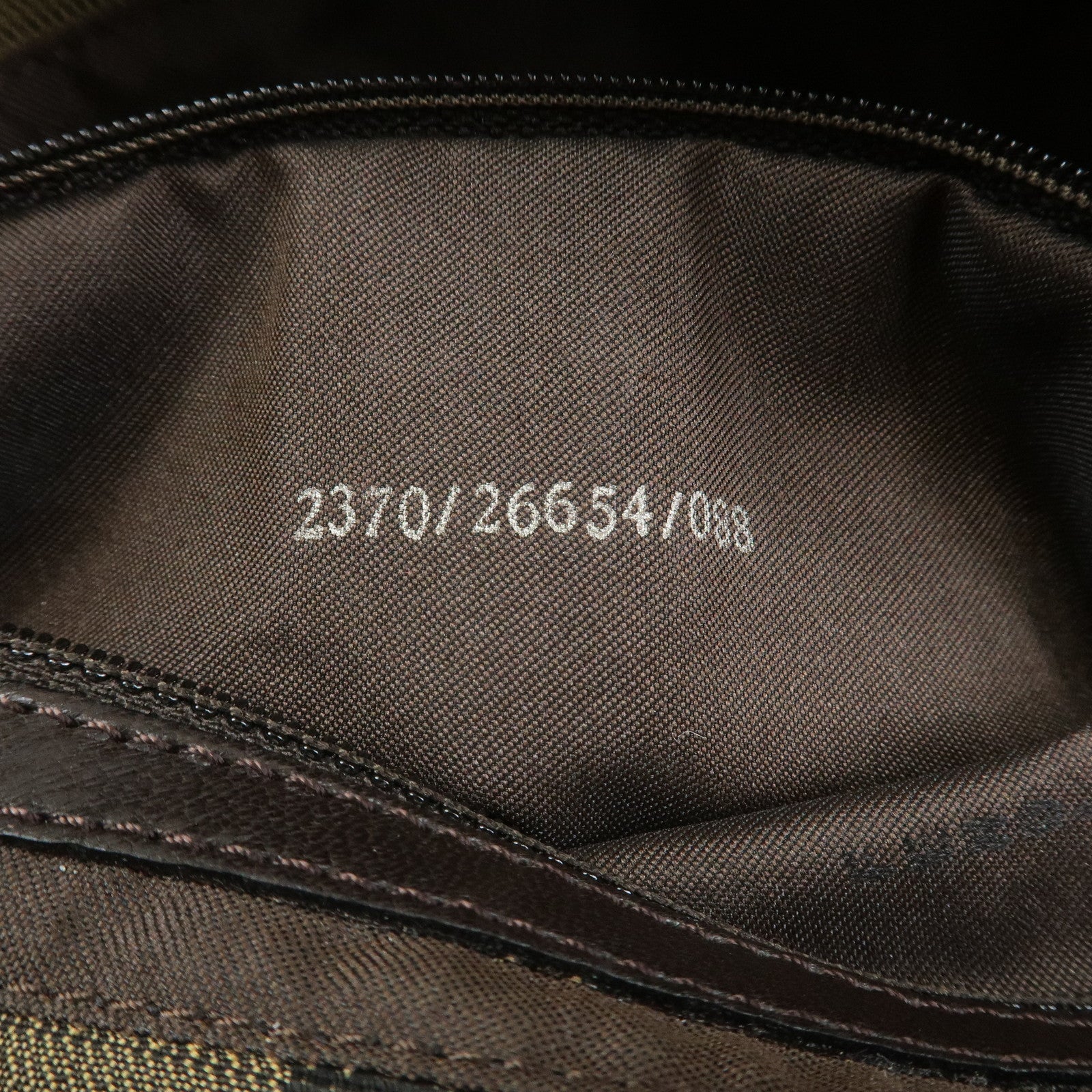 FENDI Pequin Canvas Leather Shoulder Bag Brown Black 26654