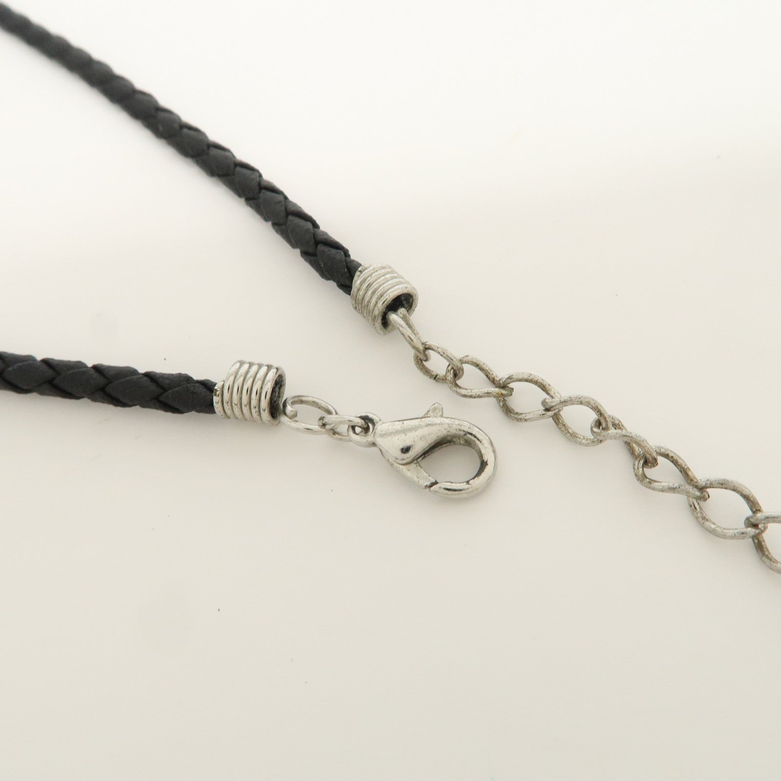 FENDI Coin Motif Leather Metal Necklace Gold Black