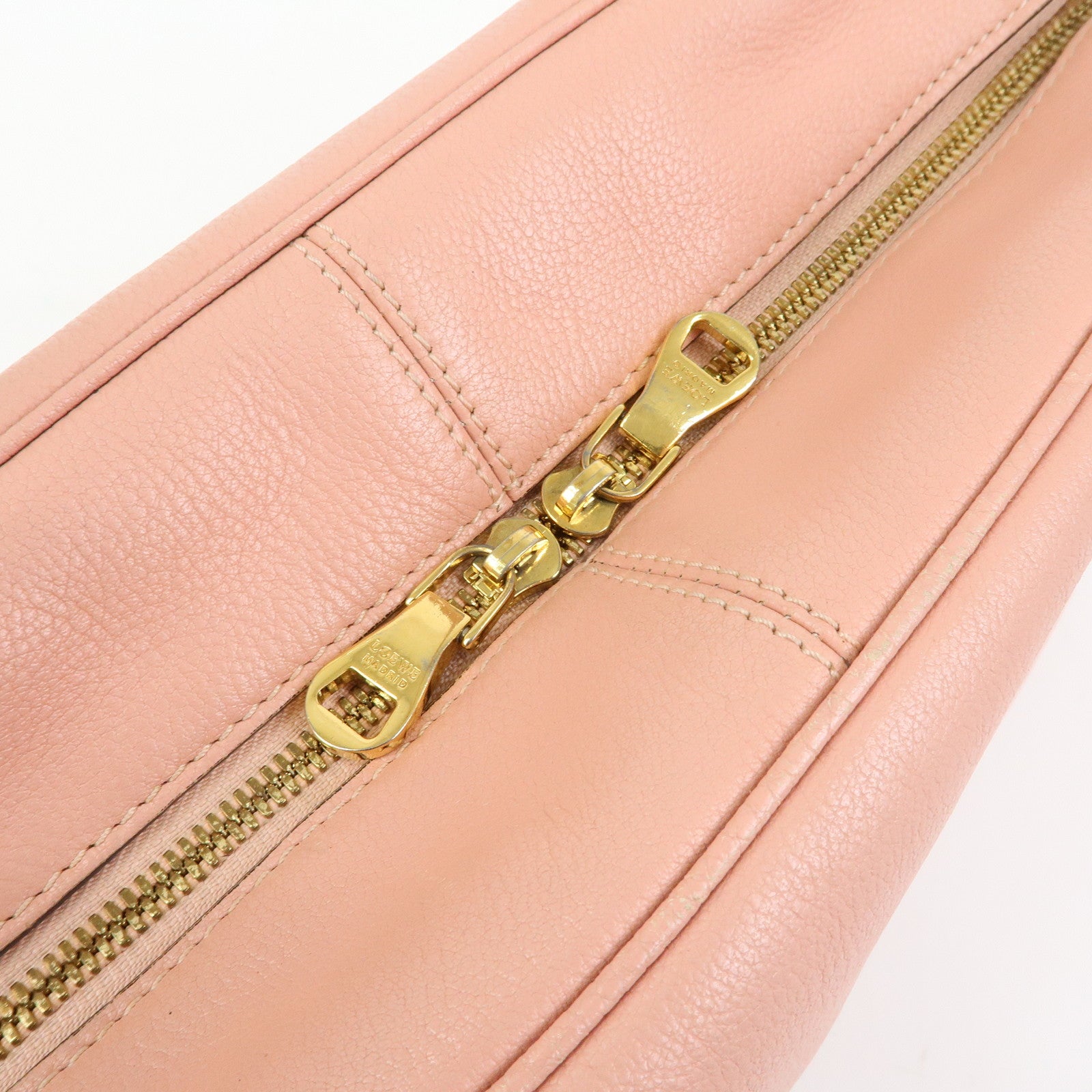 LOEWE Heritage Logo Leather Boston Bag Shoulder Bag Pink