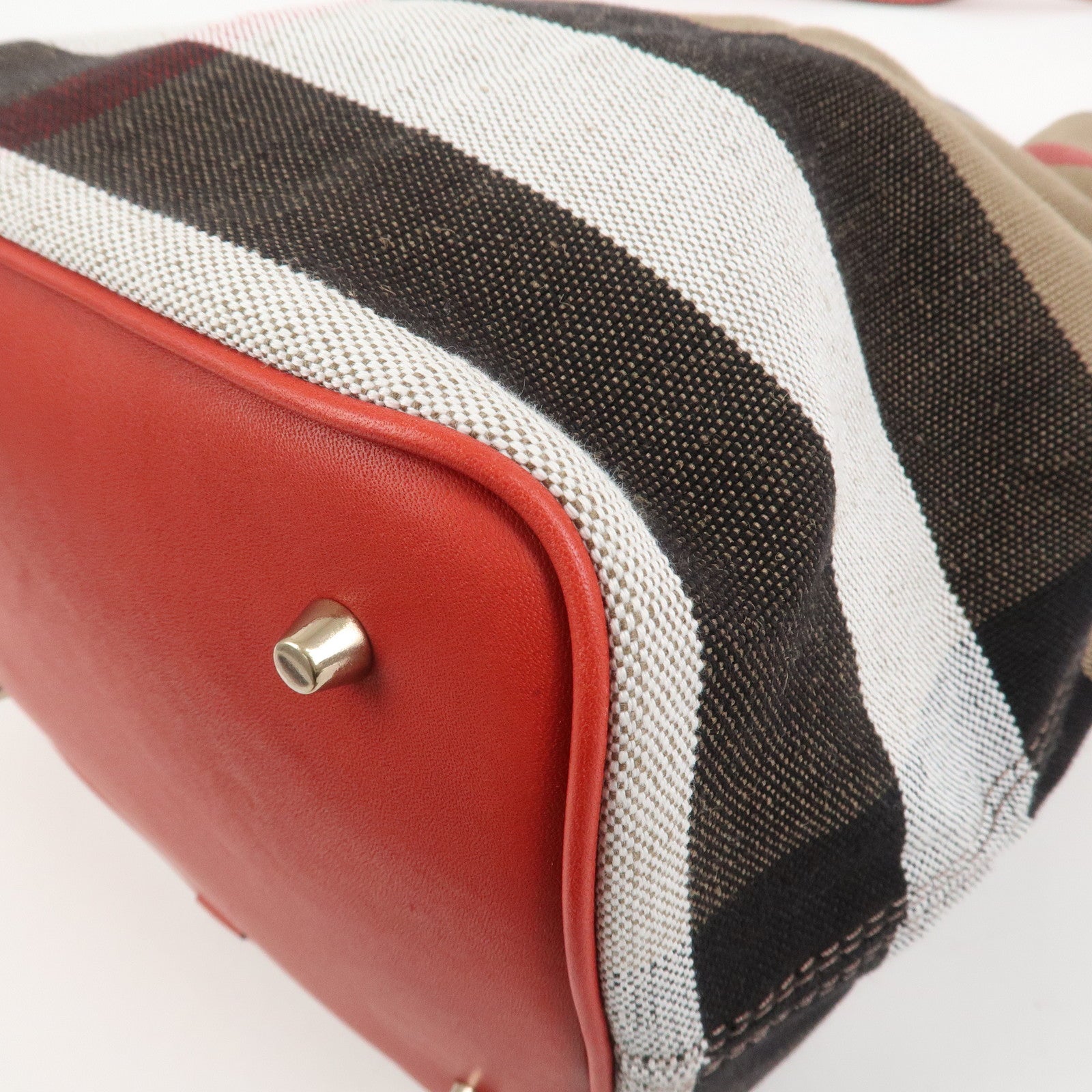 Burberry Ashby Canvas Leather 2Way Bag Shoulder Bag Brown Red