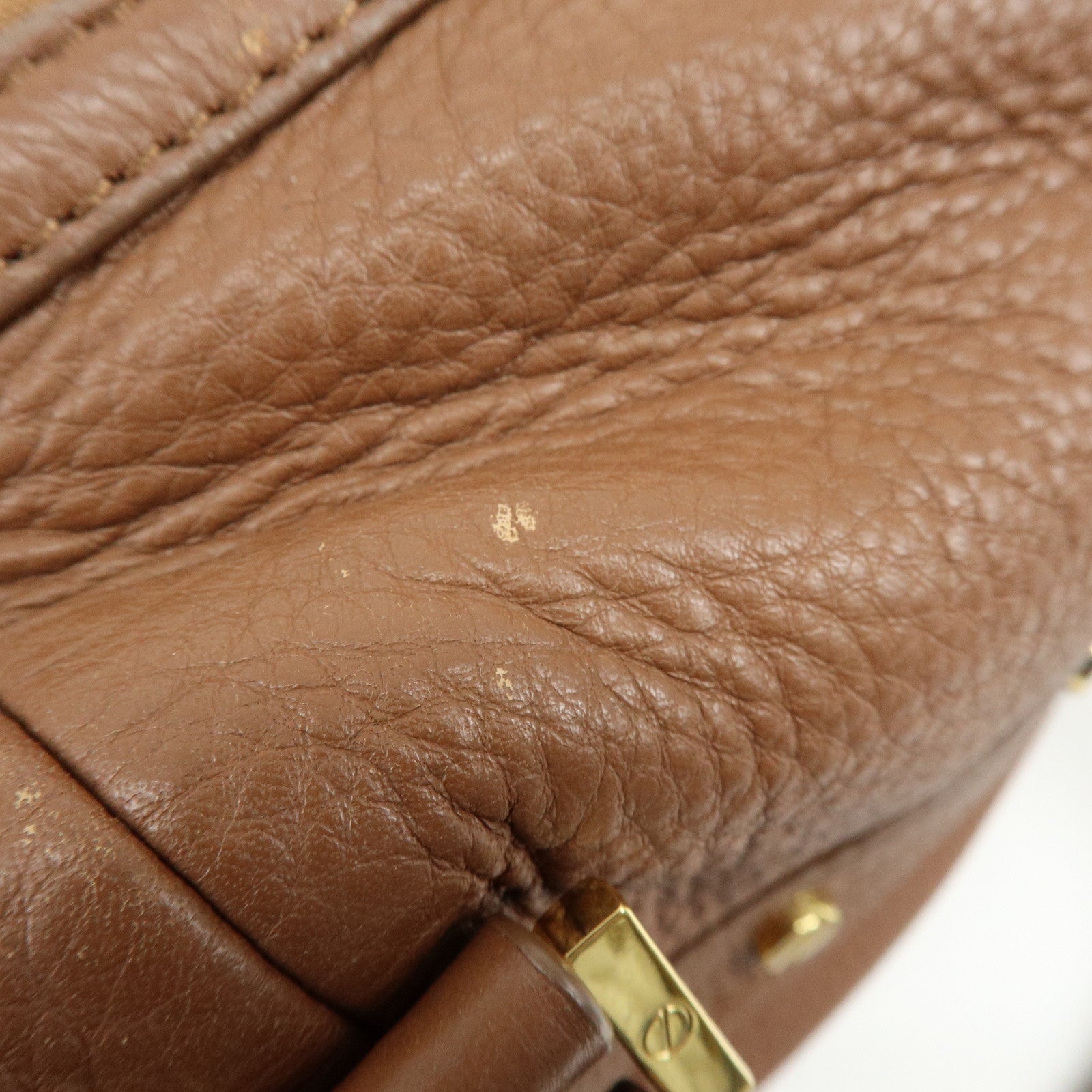 TORY BURCH Double T Leather 2Way Bag Hand Bag Mini Boston Bag Brown