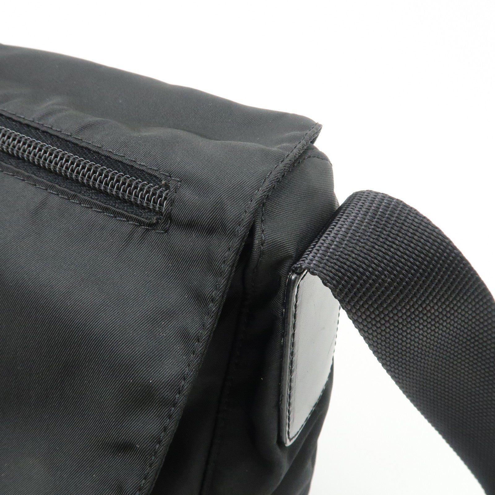 PRADA Triangle Logo Nylon Shoulder Bag Crossbody Bag Black