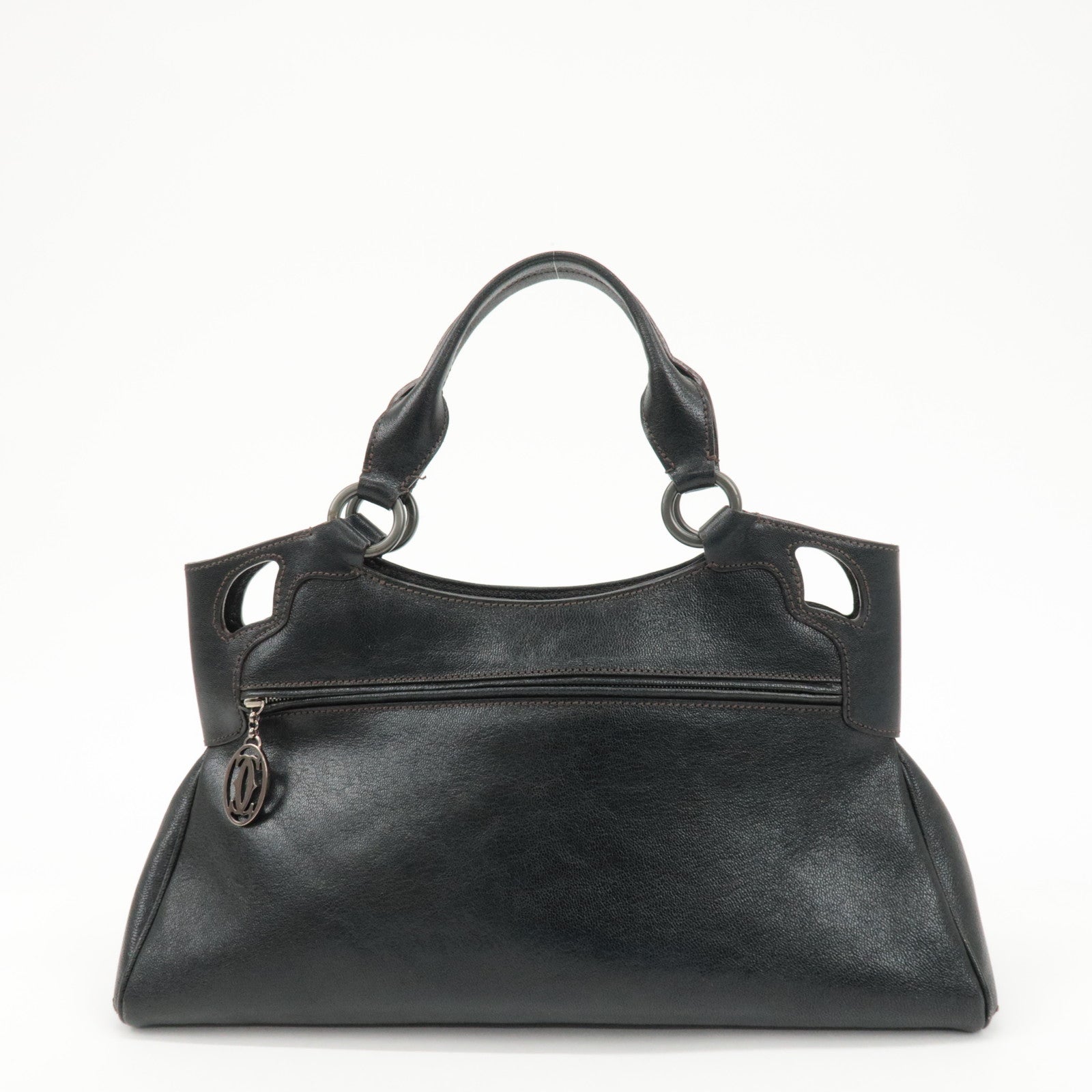 Cartier Must Line Leather Marcello Hand Bag Black Used