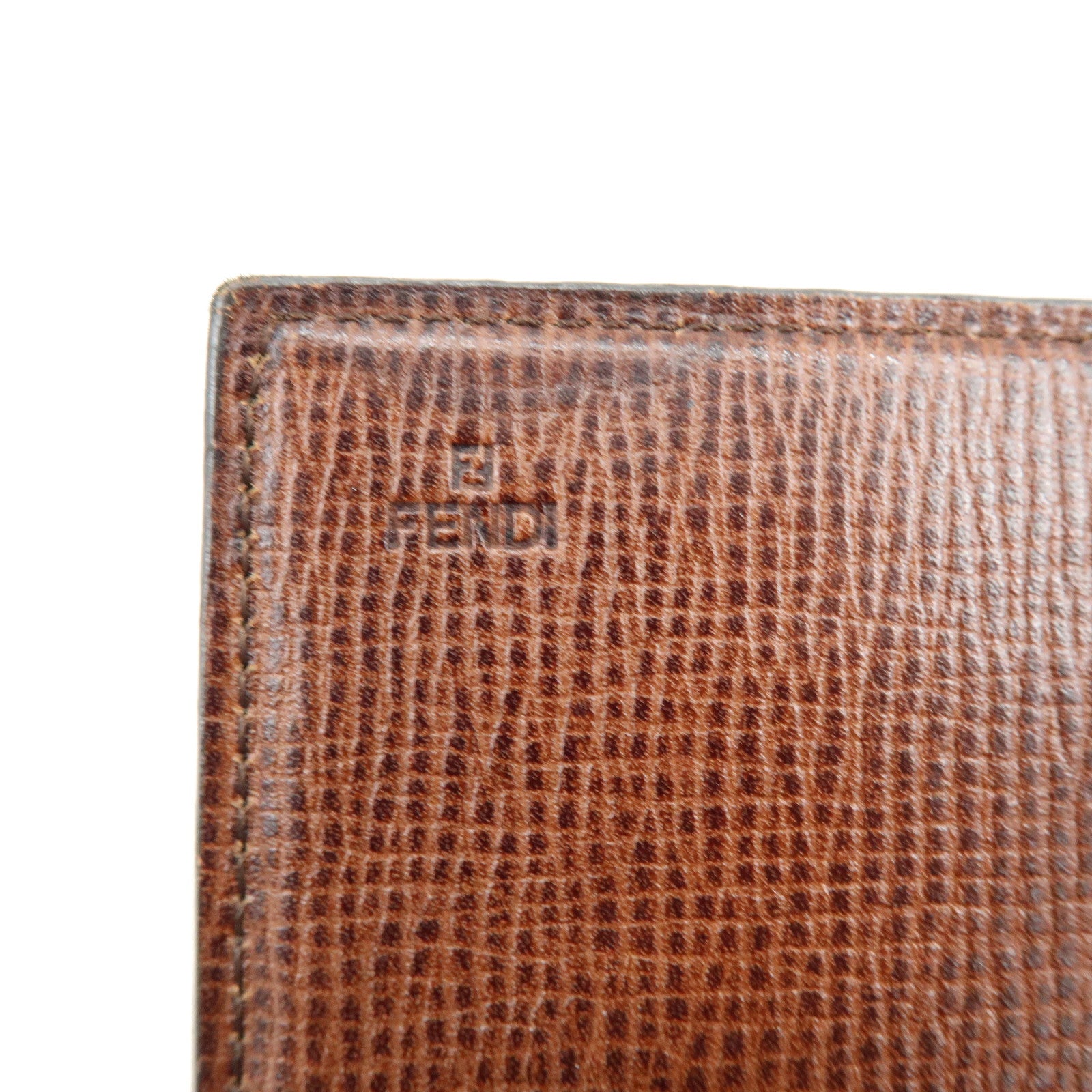 FENDI Zucca Leather Bi-fold Long Wallet Brown Black 8M0000