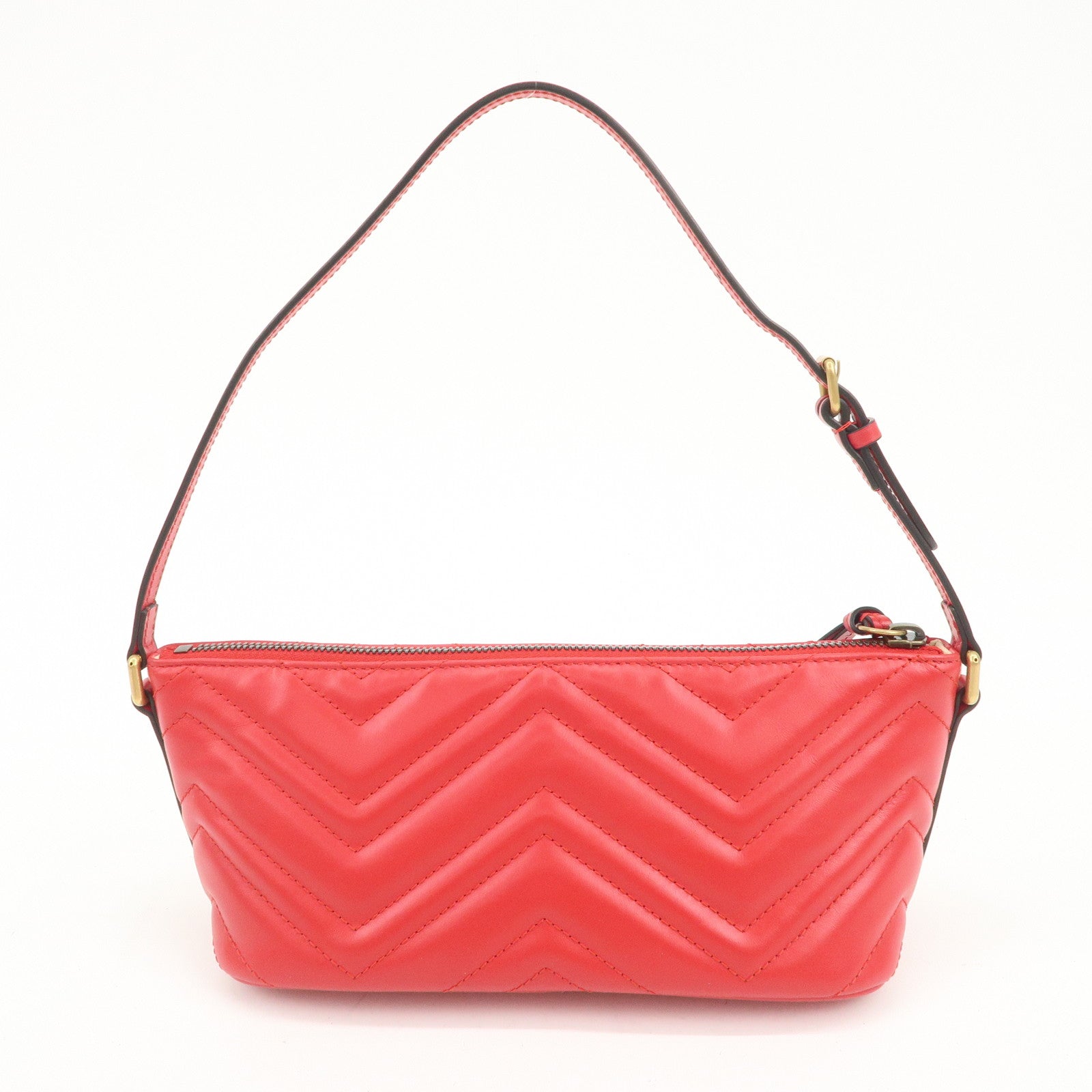 GUCCI GG Marmont Logo Leather Shoulder Bag Hand Bag Red 739166