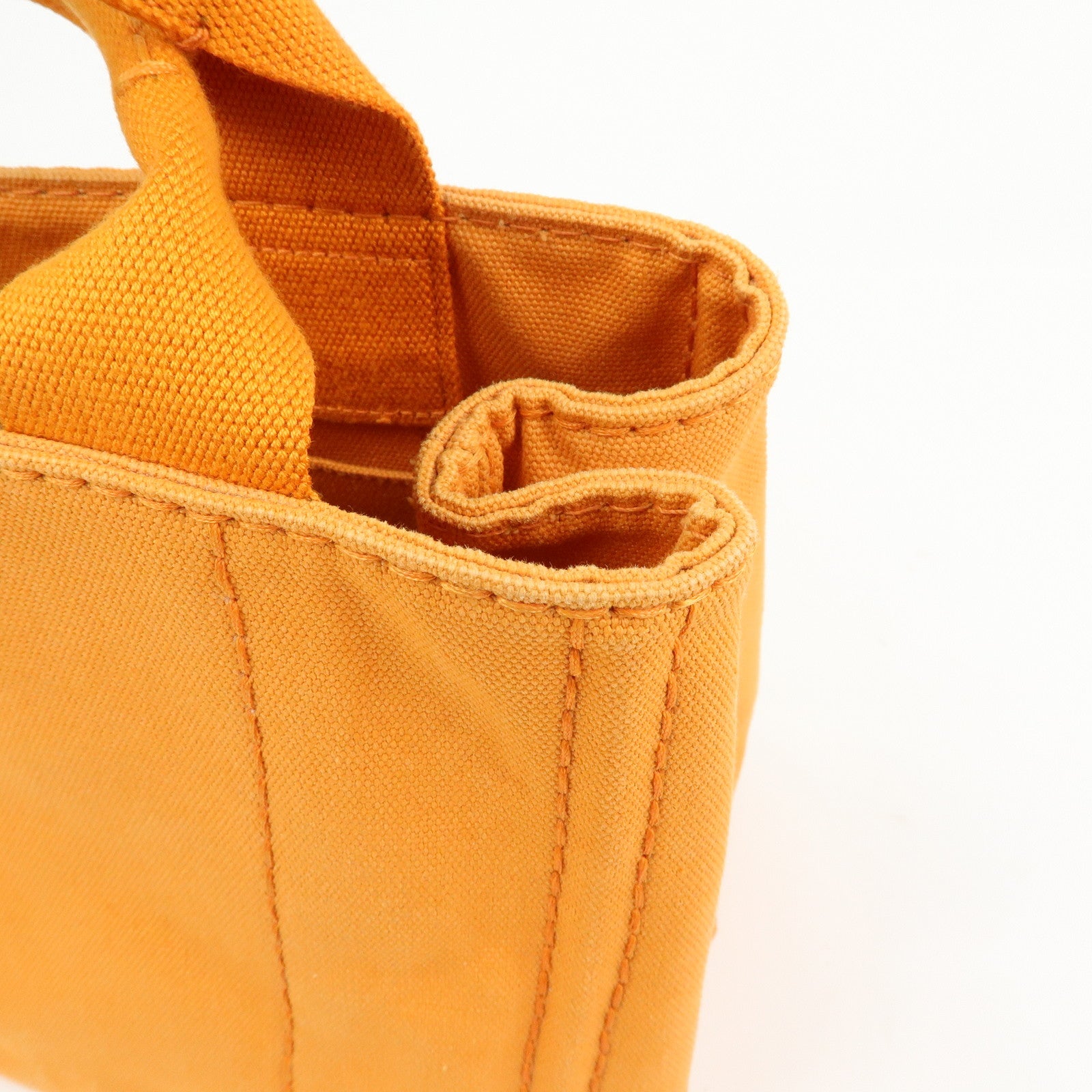 PRADA Triangle Logo Canapa Mini Canvas Tote Hand Bag Orange BN2439