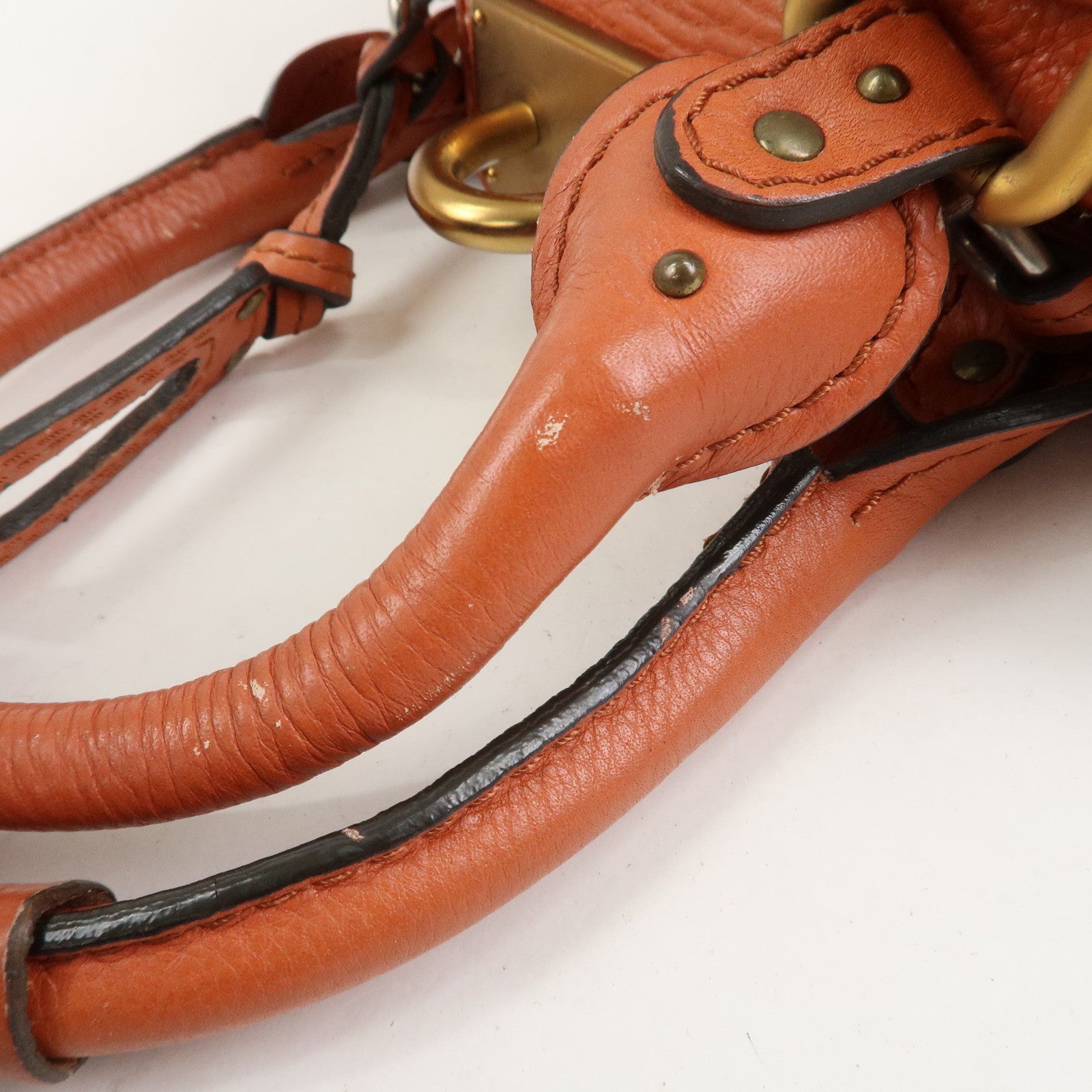 Chloe Paddington Leather Hand Bag Shoulder Bag Orange