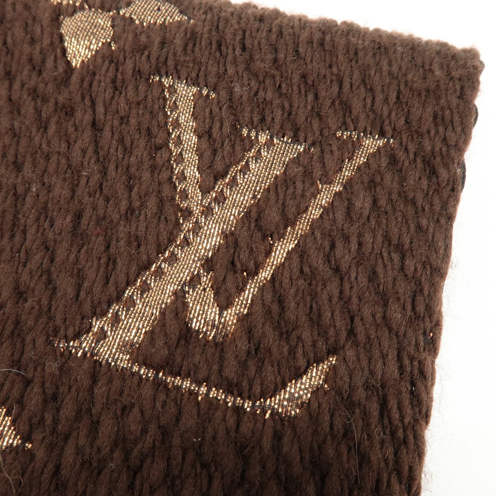 Louis Vuitton Echarpe Logomania Shine Wool Silk Scarf Brown M71383