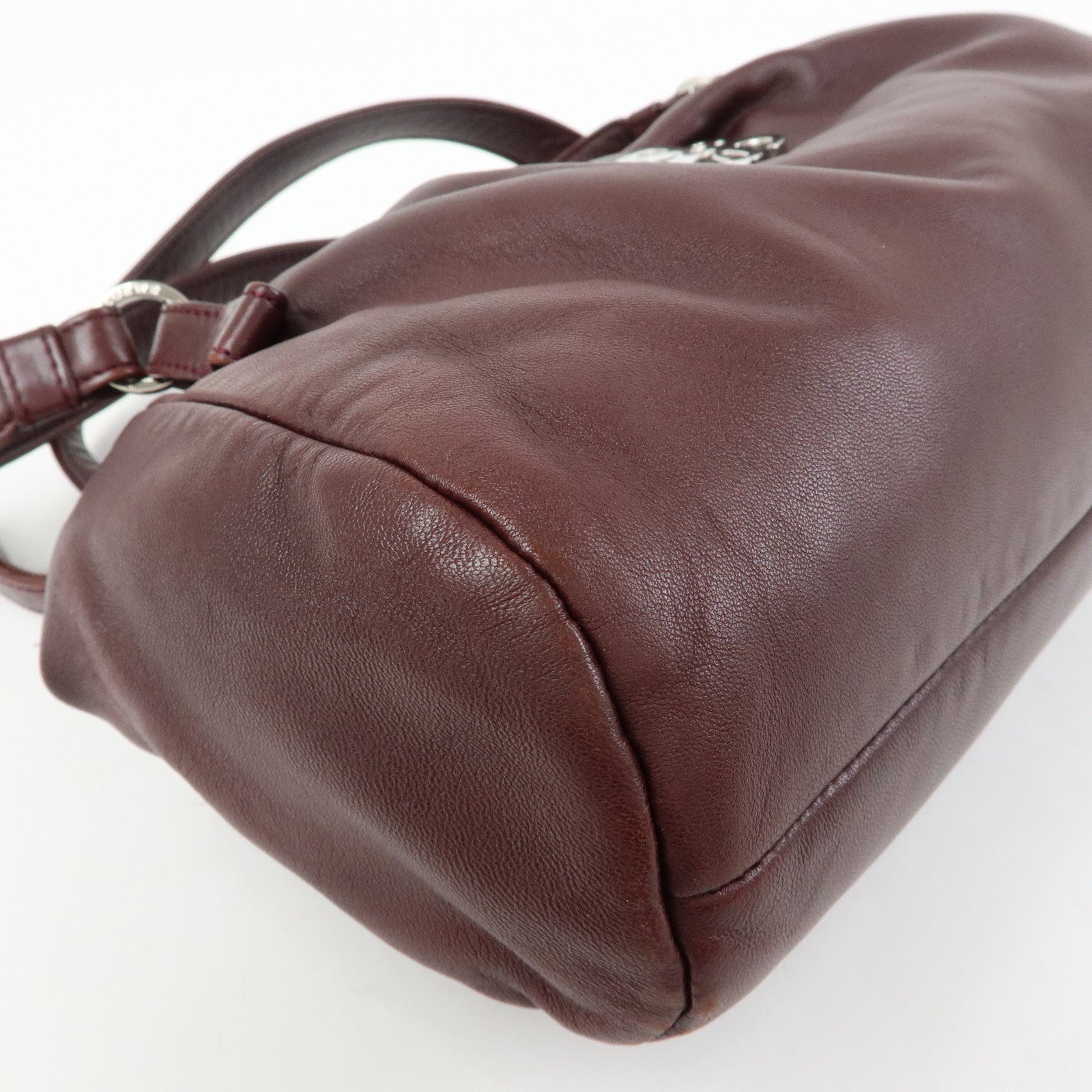 LOEWE Anagram Nappa Leather Hand Bag Shoulder Bag Bordeaux Brown