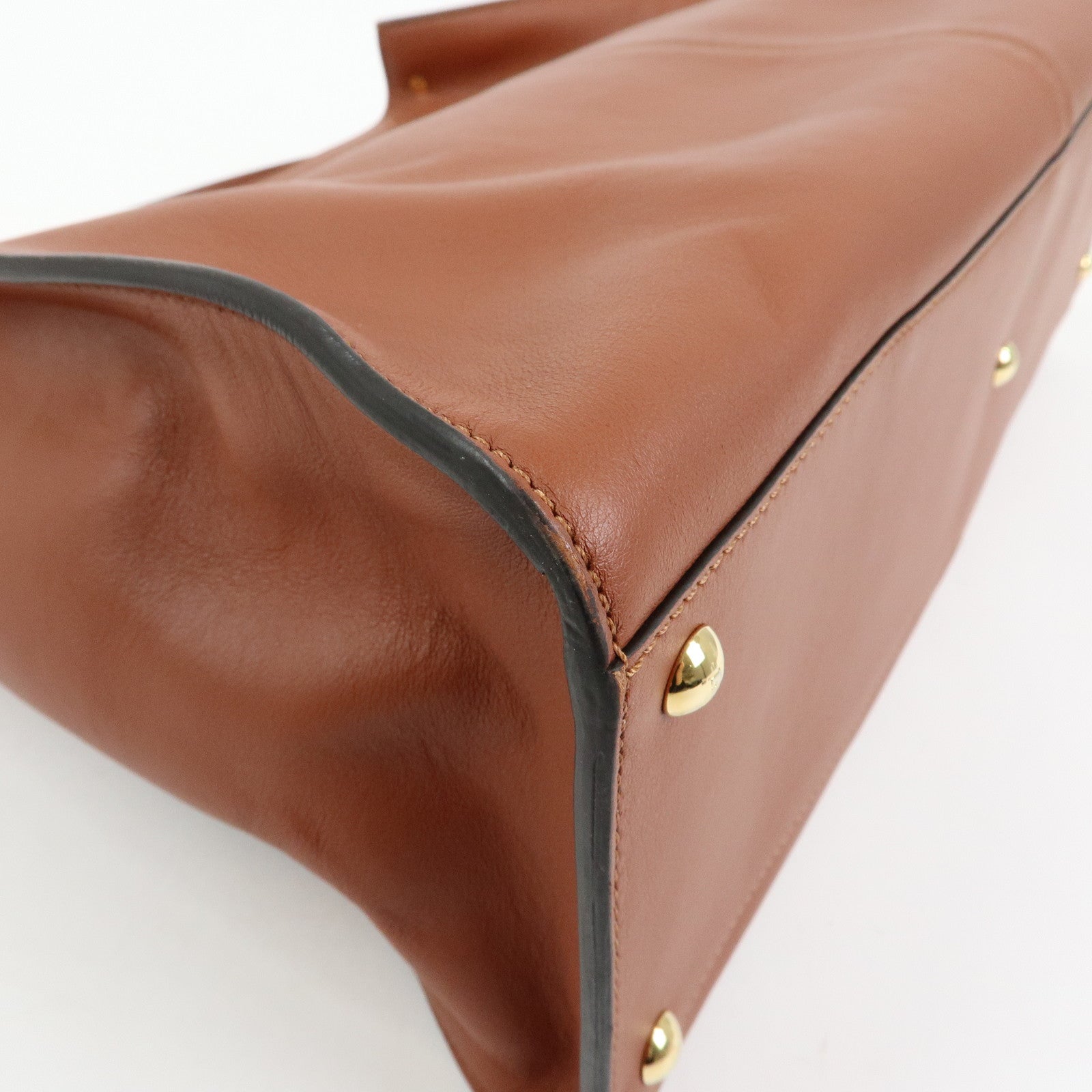FENDI Peekaboo X‑Lite Leather Shoulder Bag Hand Bag Brown 8BN304