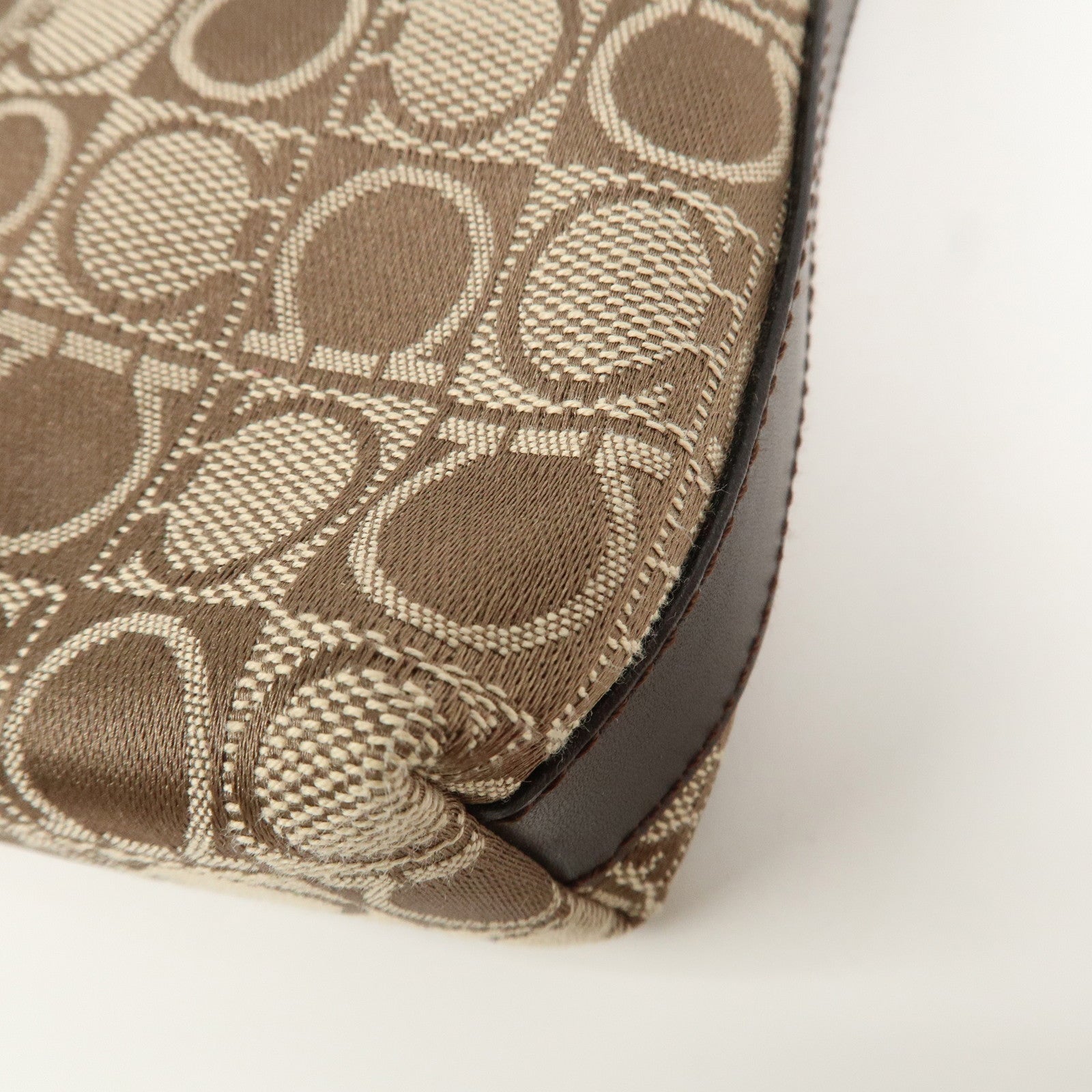 Ferragamo Gancini Canvas Leather Shoulder Bag Hand Bag Brown