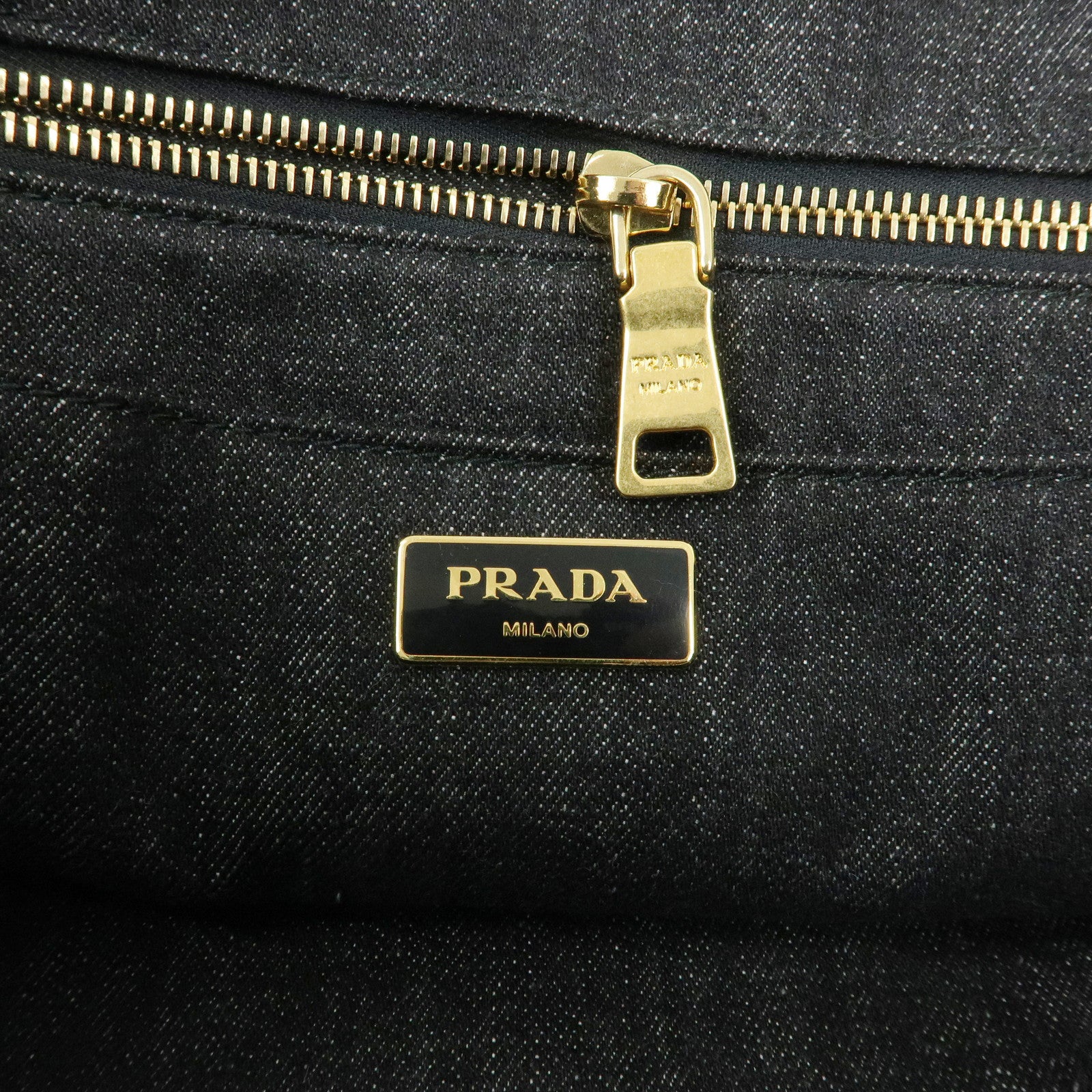 PRADA Triangle Logo Canapa Canvas 2Way Tote Hand Bag Black BN2642