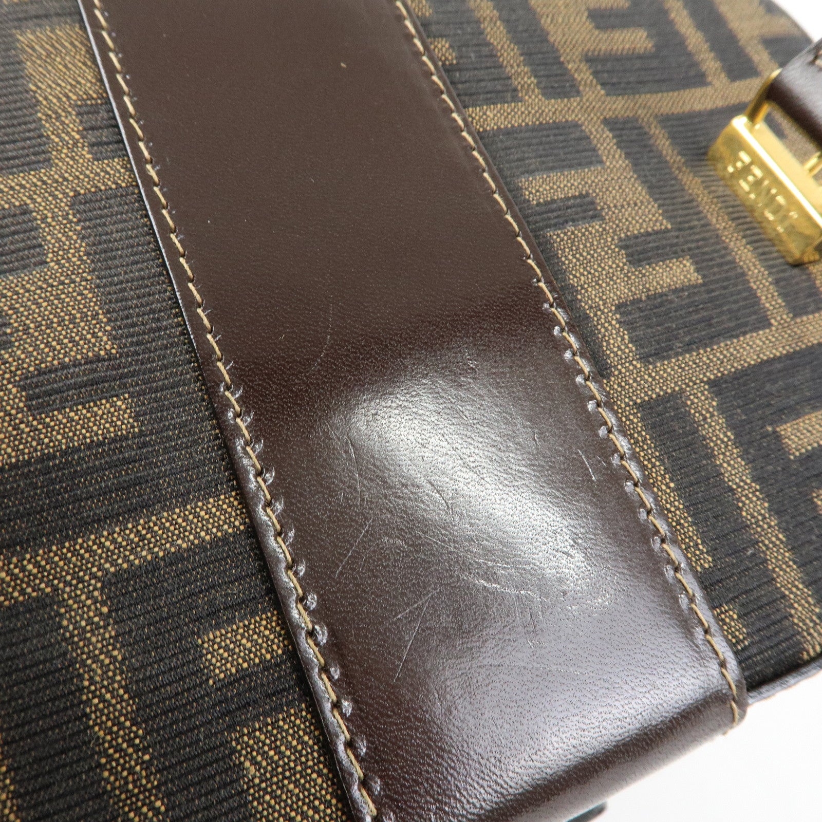 FENDI Zucca Canvas Leather 2Way Bag Hand Bag Shoulder Bag 914931