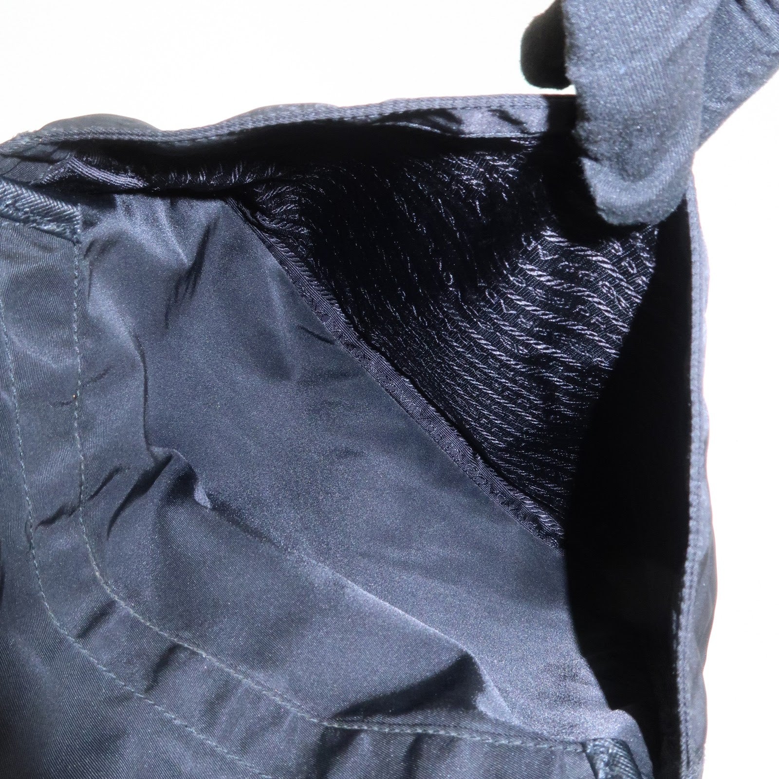 PRADA Nylon Saffiano Leather Shoulder Bag Black VA0269