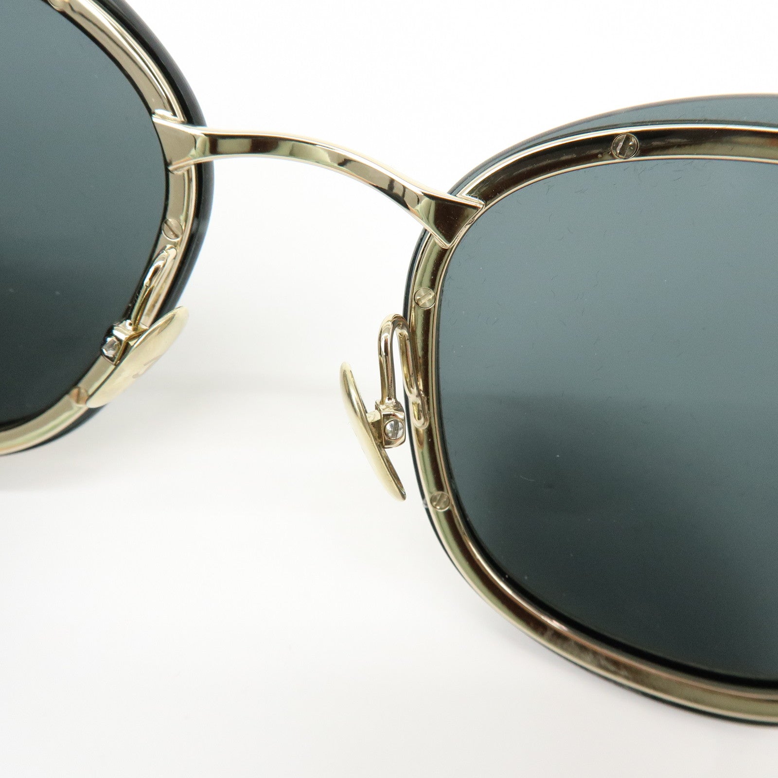 CHANEL Plastic Sunglasses Black Gold 56□17 140 3N 4264