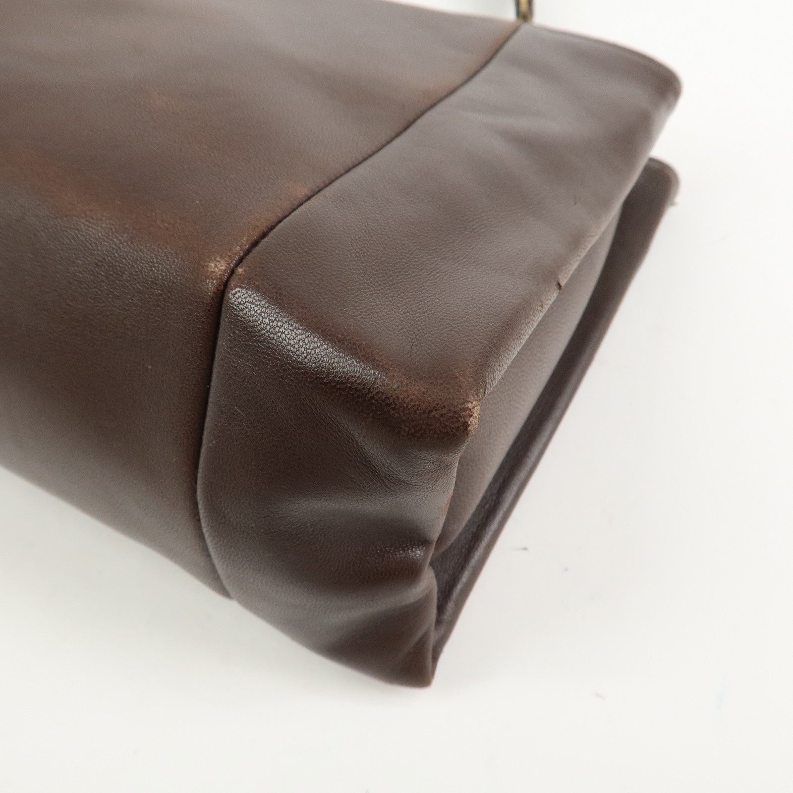 LOEWE Anagram Lamb Skin Shoulder Bag Hand Bag Brown